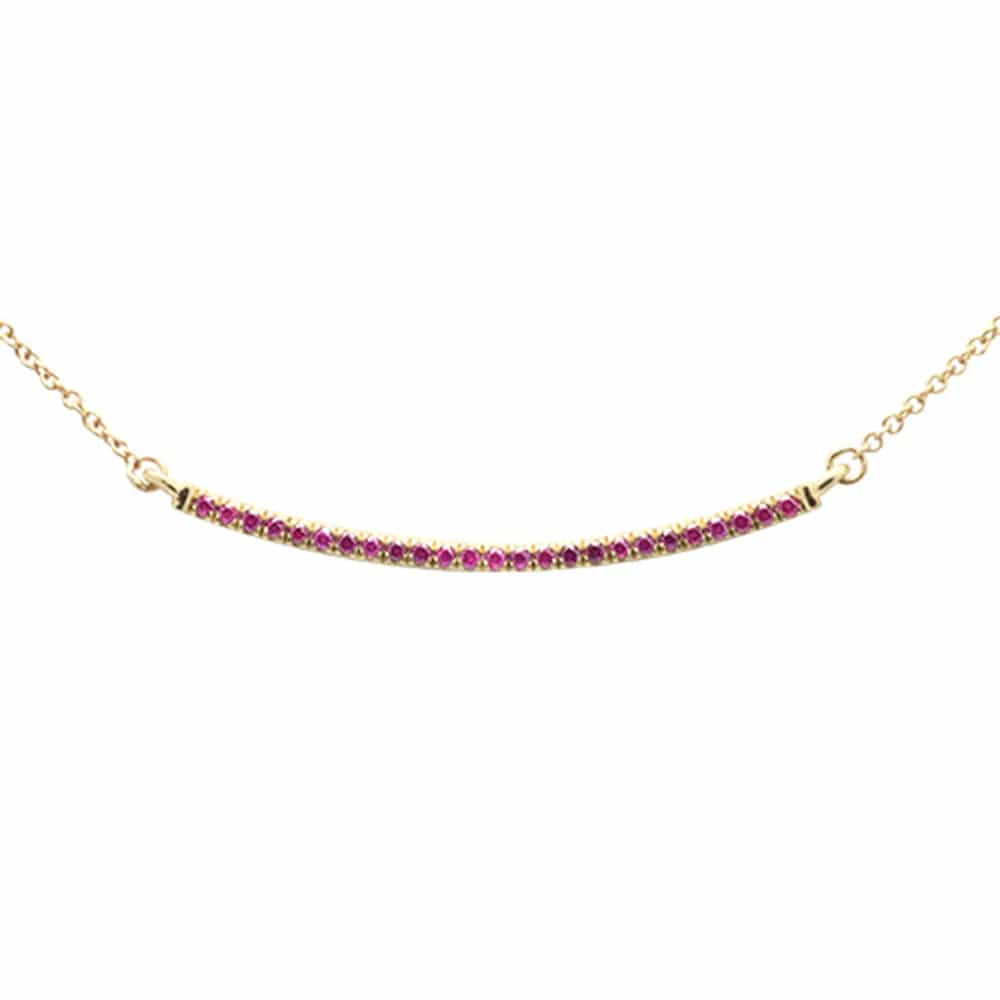 .18ct G SI 14K Yellow Gold Natural Ruby Gemstone Bar Pendant Necklace 18 Long、mySite、g9winljtr