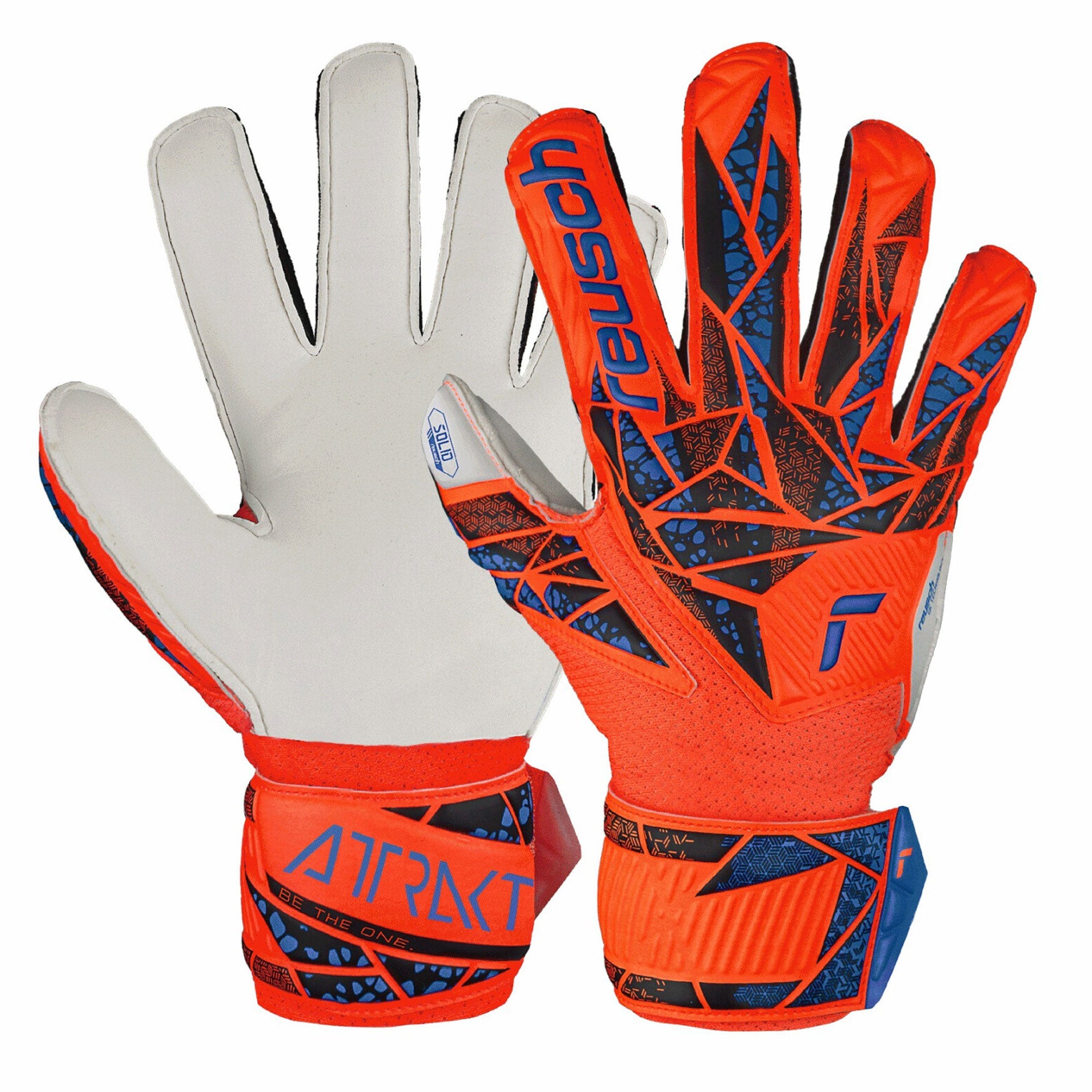 Reusch Kids Attrakt Solid Fingersave Goalkeeper Gloves Orange/Blue、mySite、noshort