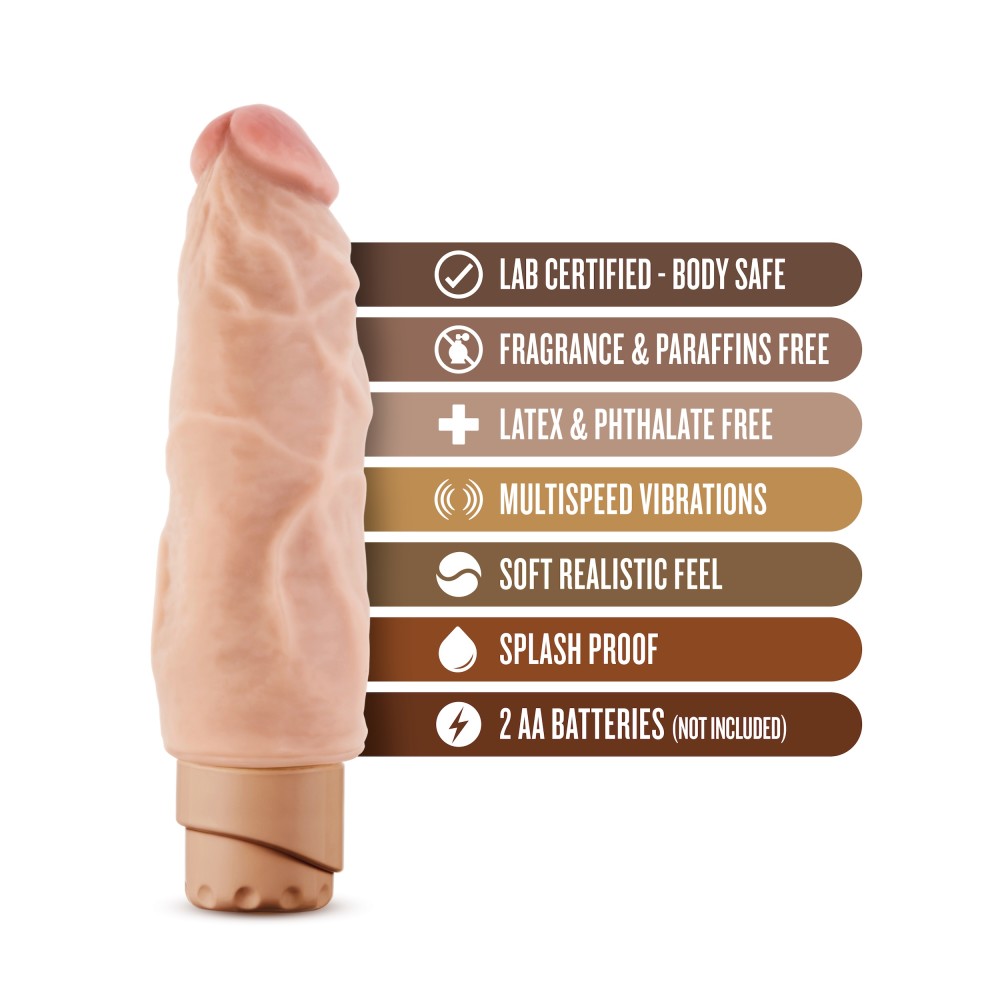 Dr. Skin By Blush® | Cock Vibe 9 Realistic Beige 7.5-Inch Long Vibrating Dildo、mySite、bottomscart