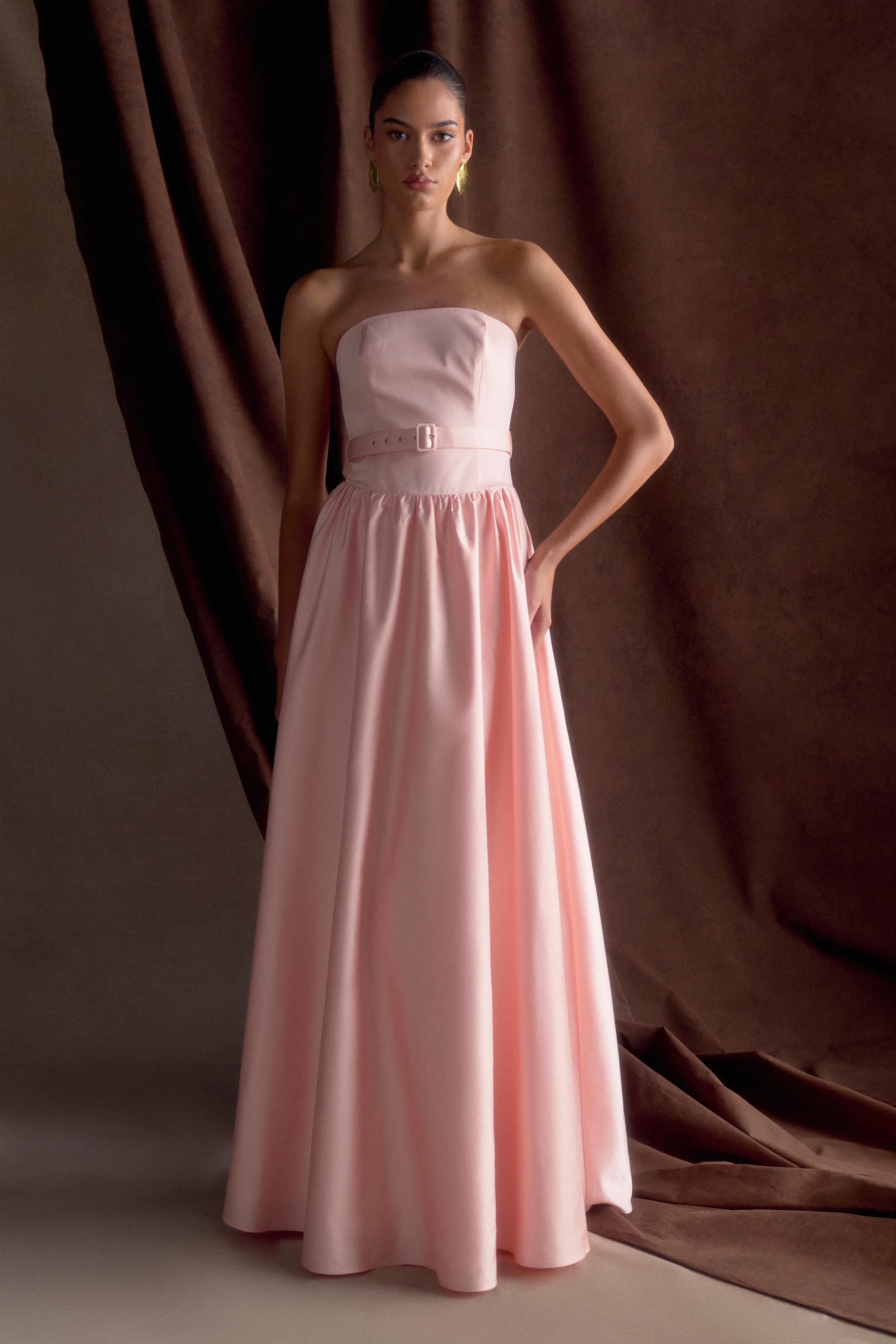 Florence Strapless Belted Maxi Dress - Baby Pink、mySite、solidvoid