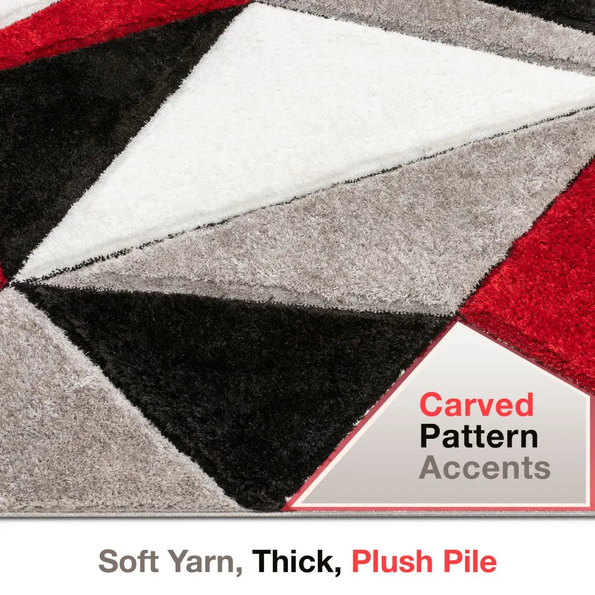 Venice Red Modern Geometric 3D Textured Shag Rug、mySite、gigharbornorthrealestate