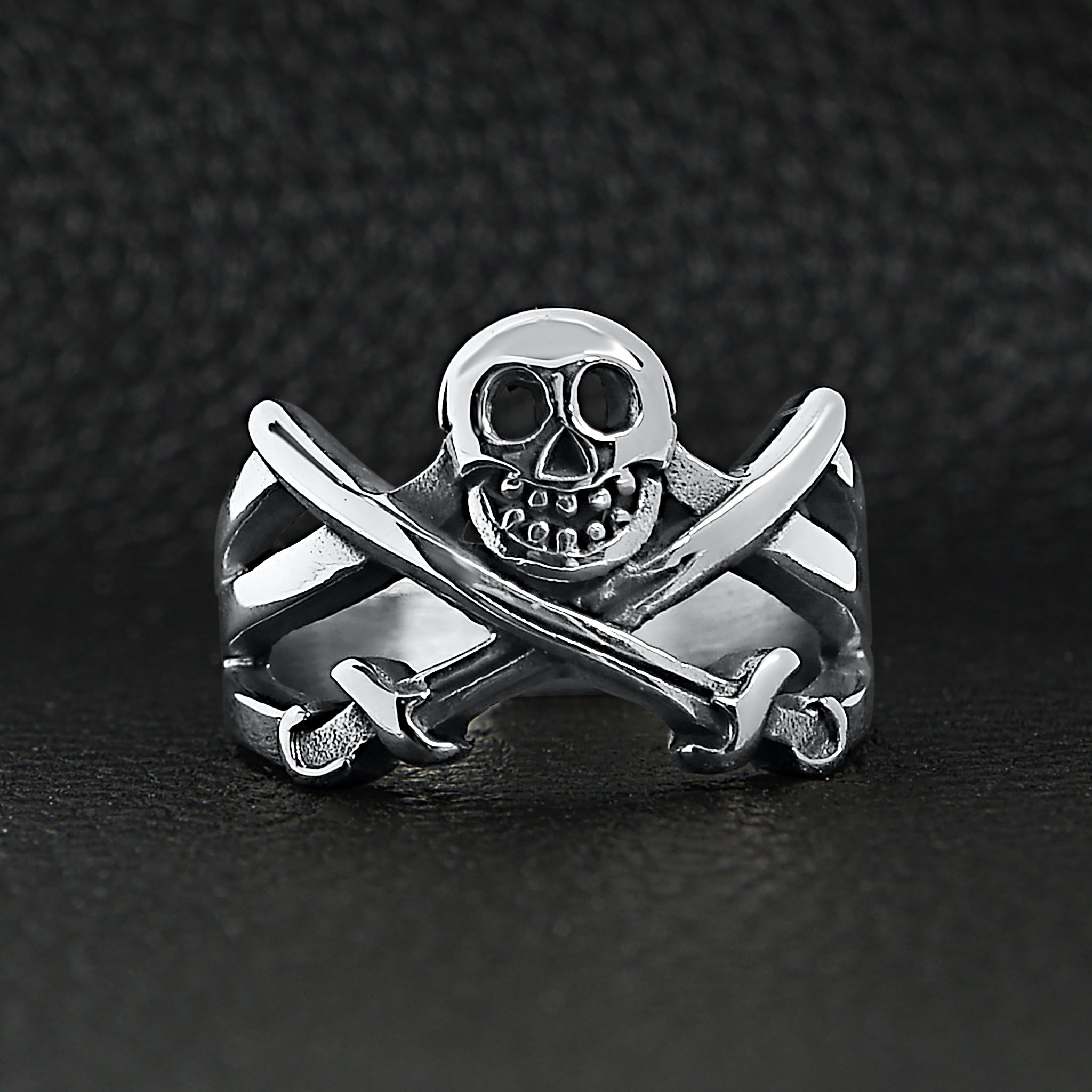 Stainless Steel Pirate Jolly Roger Skull With Crossed Swords Ring / SCR4095、mySite、dreamappss