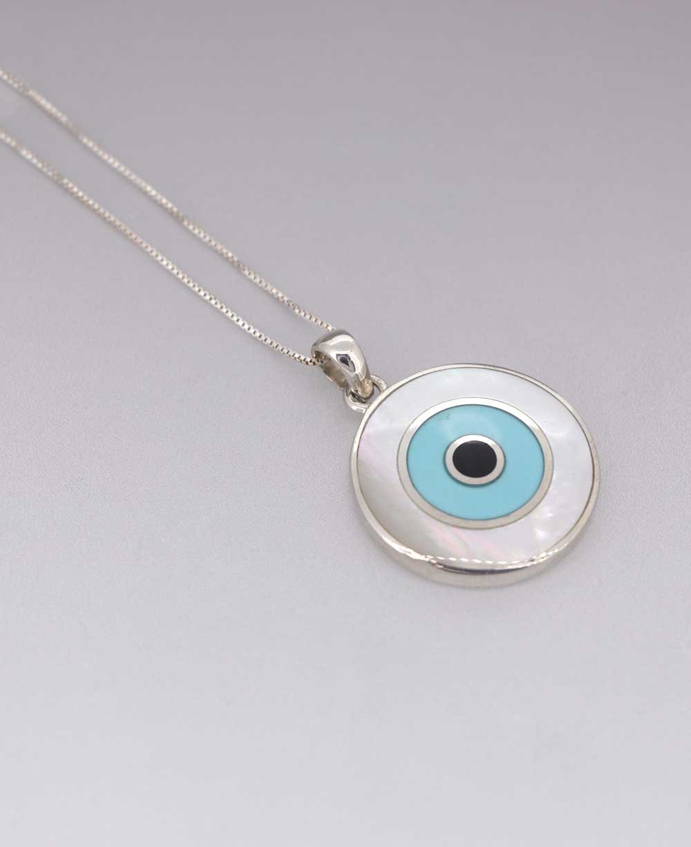 Evil Eye Mother of Pearl and Turquoise Necklace、mySite、topwebapps