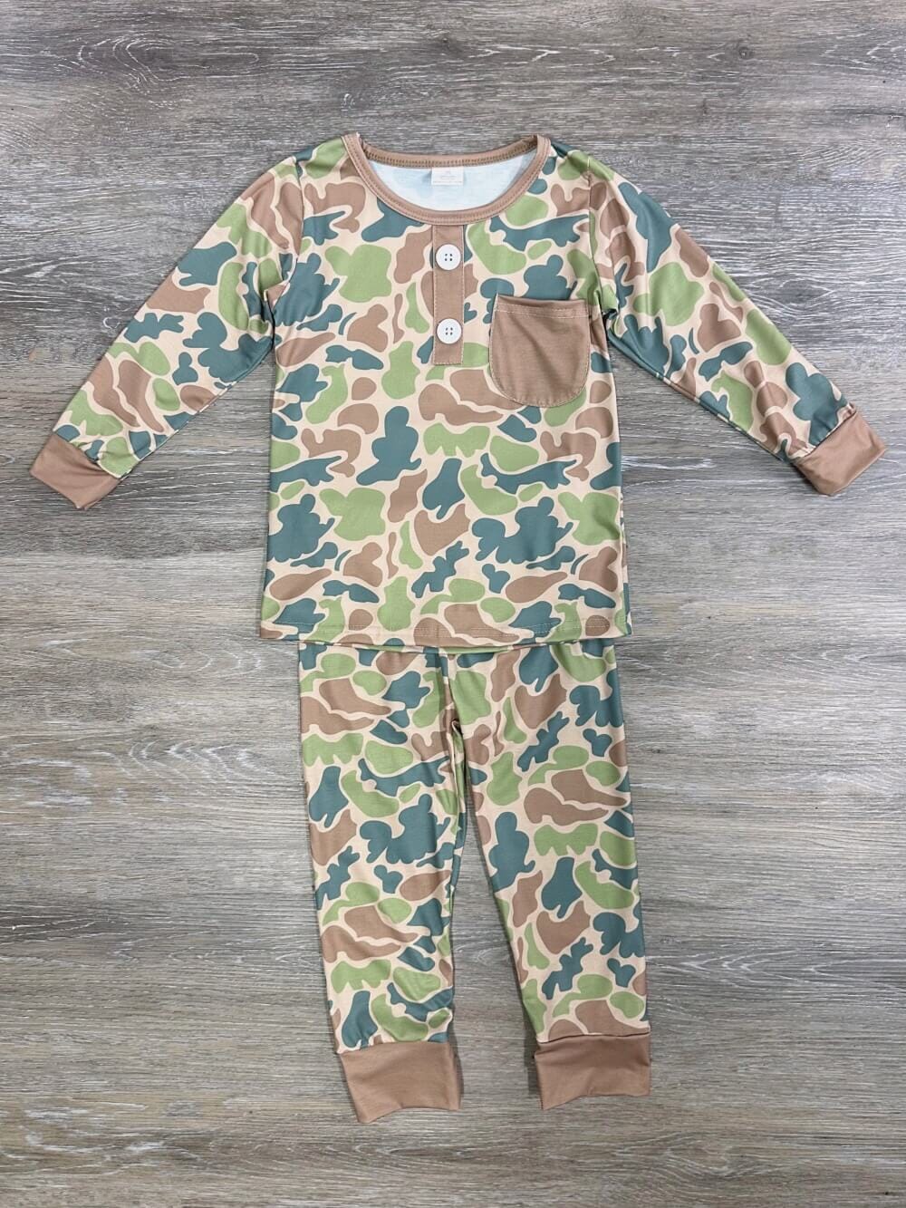 Camo Camo Boys or Girls 2 Piece Pajamas Set、mySite、camillekostekn