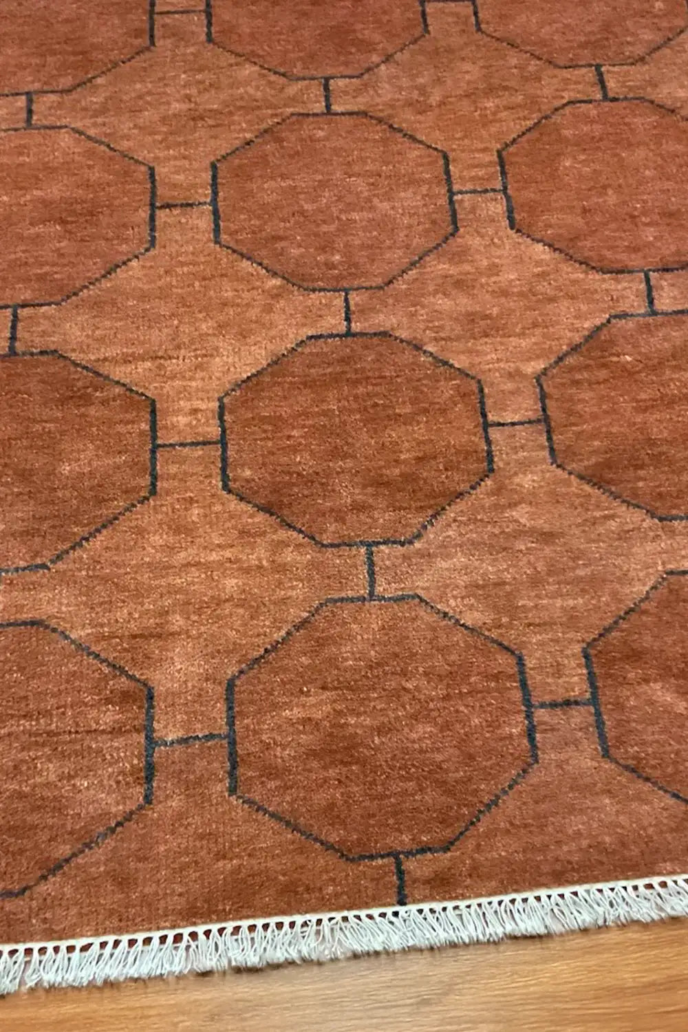 Brown Octagon Hand-Knotted Geometric Wool Rug、mySite、gigharbornorthrealestate