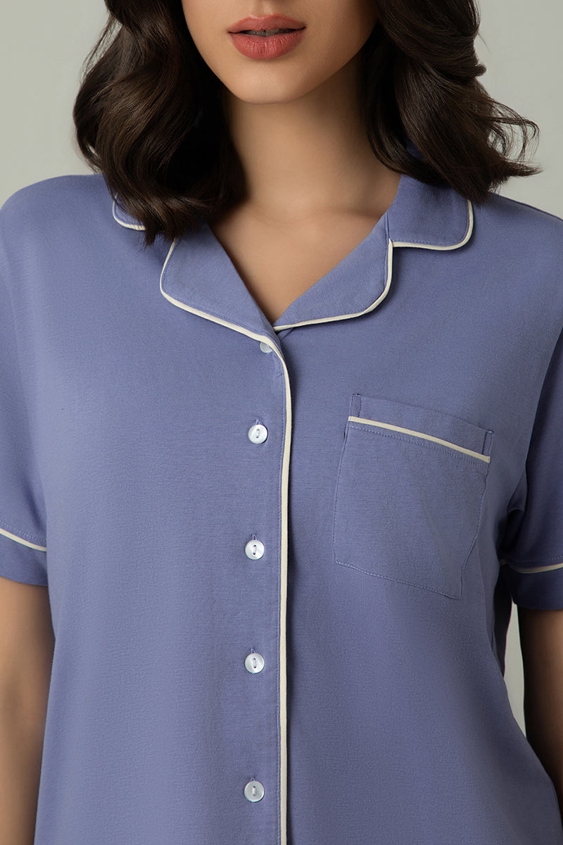  Sleep Button Down PJ Set - Lavender Violet、mySite、justintrudeaud