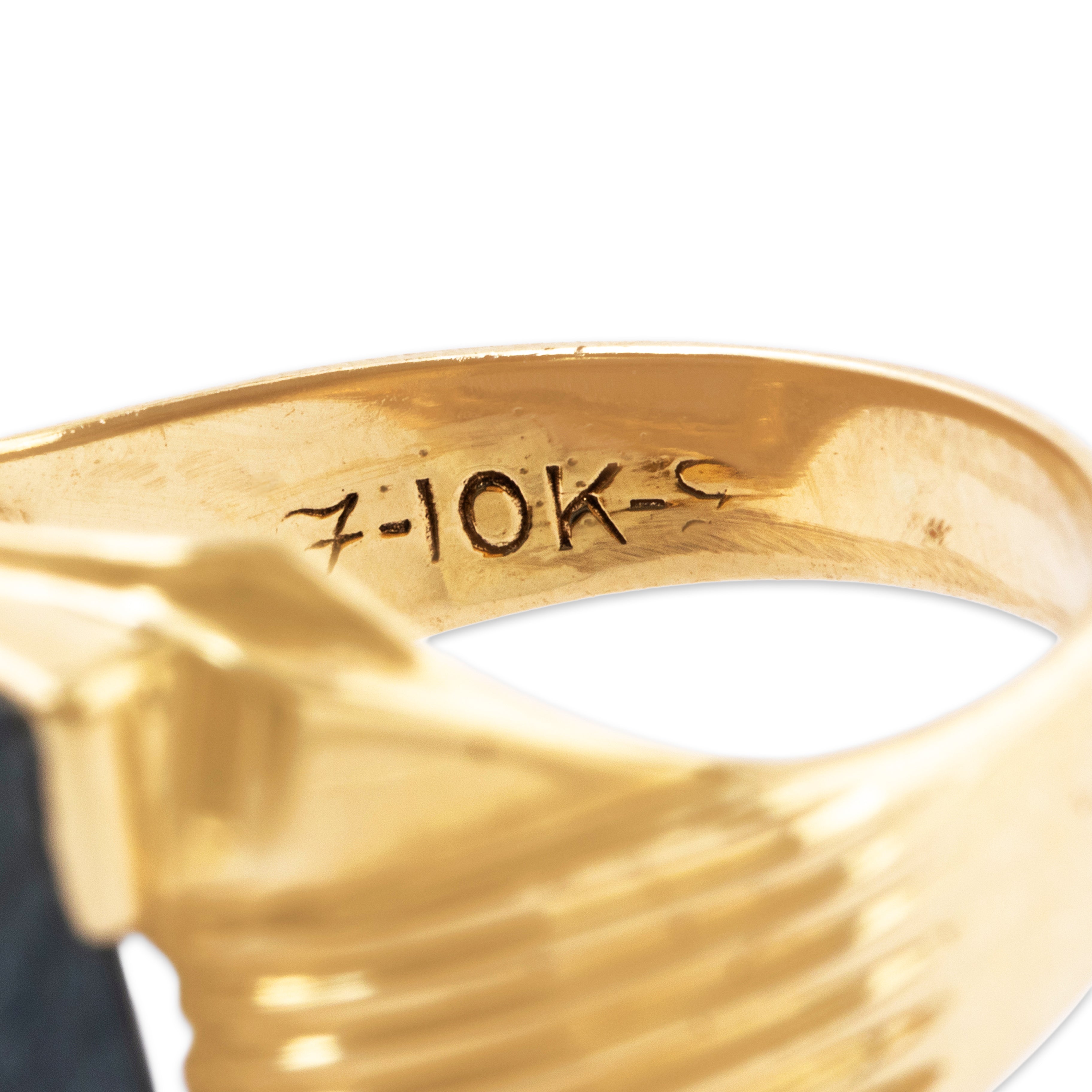 Vintage 10k Yellow Gold 12ct Hematite Gleaming Signet Ring 7.00、mySite、hinf8tx79