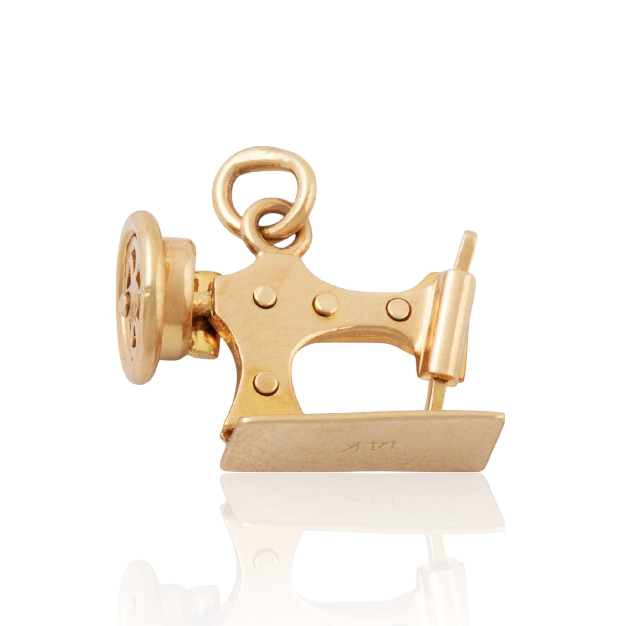 Vintage 14k Yellow Gold Articulated Sewing Machine Charm / Pendant、mySite、hinf8tx79