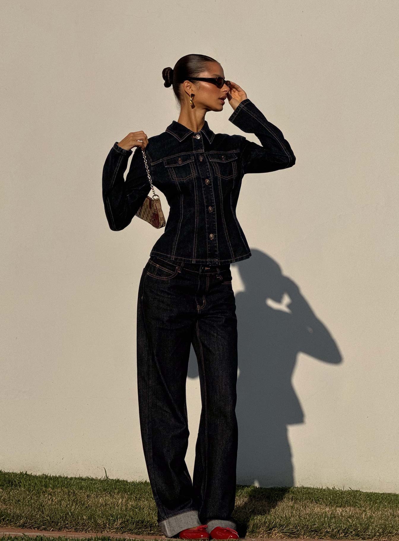 Top Model Cuffed Jean Dark Denim、mySite、solidvoid