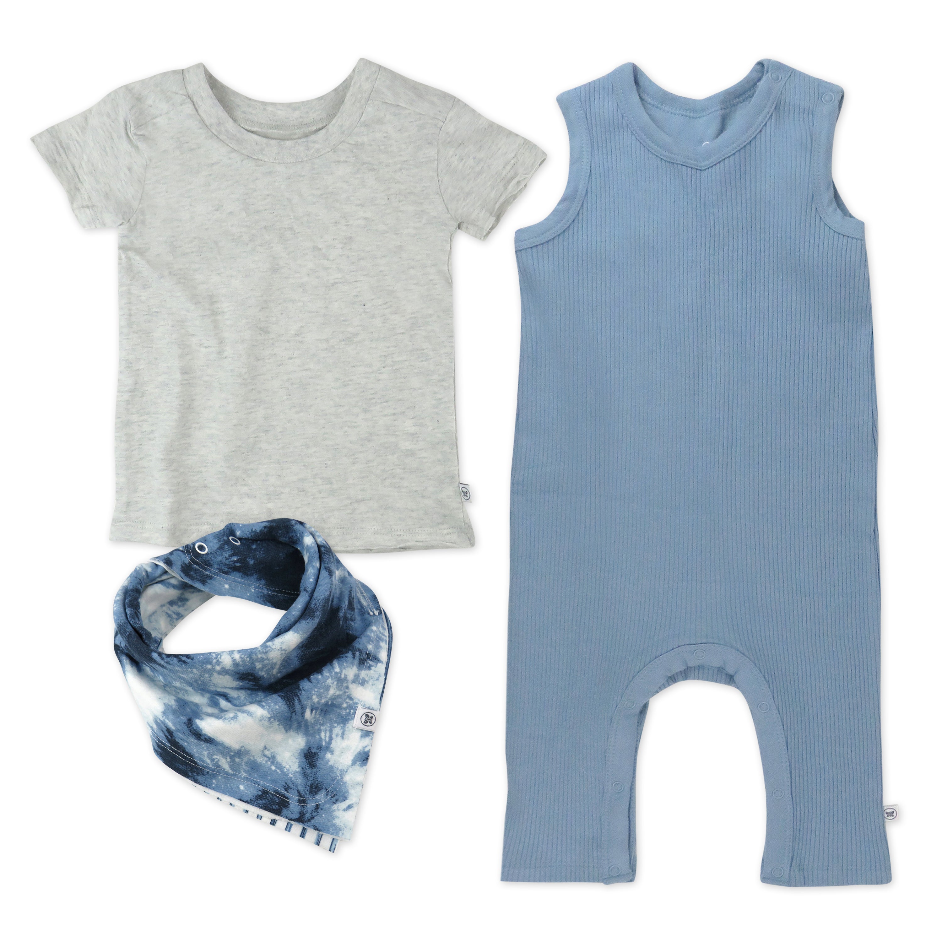  3-Piece Organic Cotton Rib Romper, T-Shirt and Reversible Bib、mySite、layawaytickets