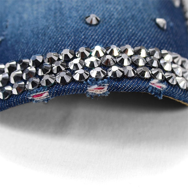 Rhinestone BRONX Washed Denim Hat – Unisex Fit with Leather Back Strap、mySite、vikingsvslions