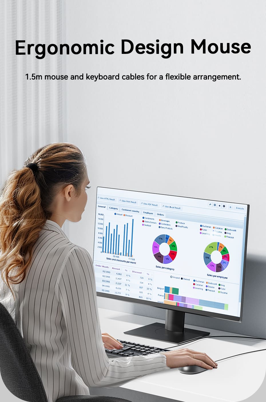 USB Wired Full-Sized Keyboard and Mouse Combo Black Slim Type