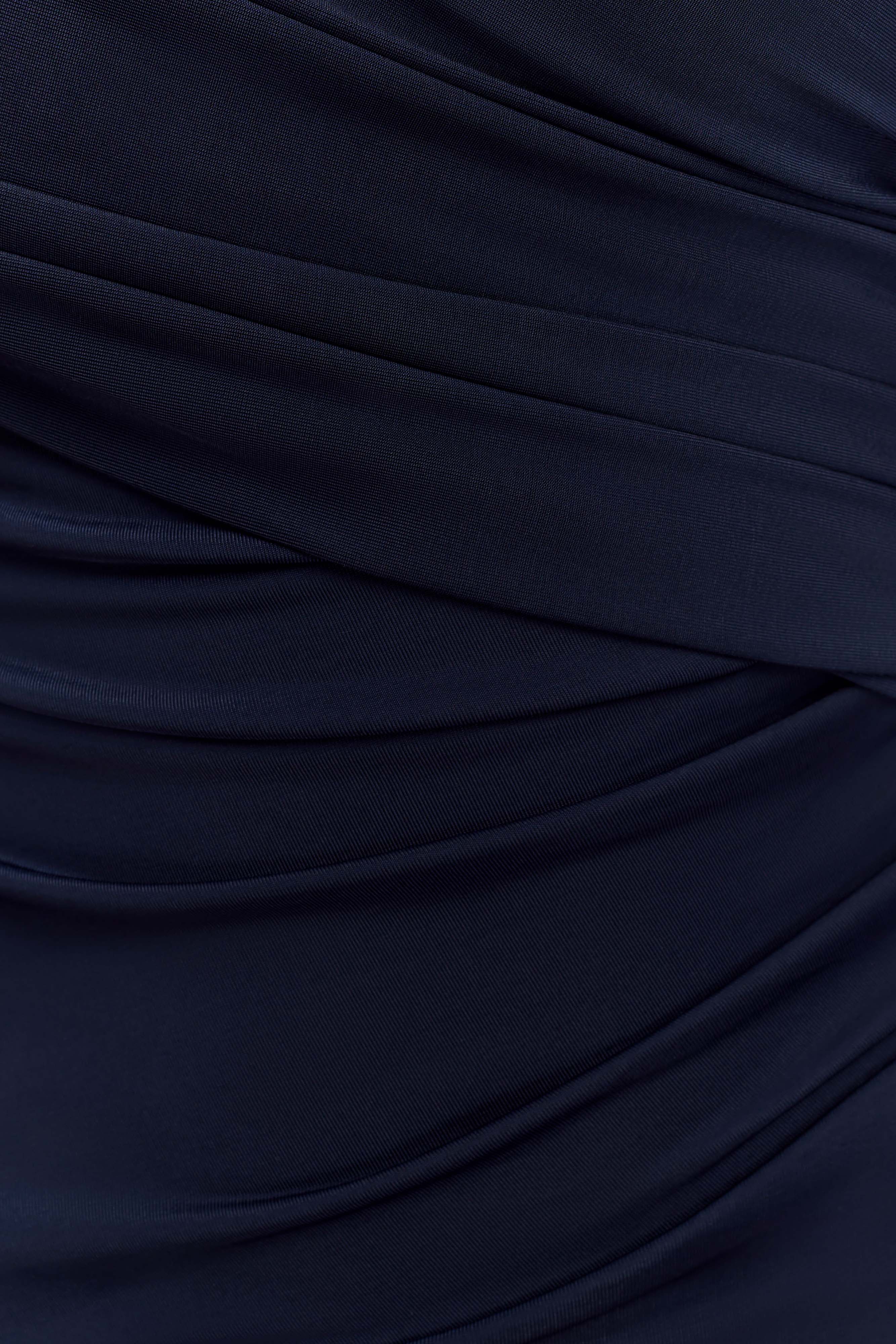 Therese Off Shoulder Ruched Maxi Dress - Navy、mySite、solidvoid