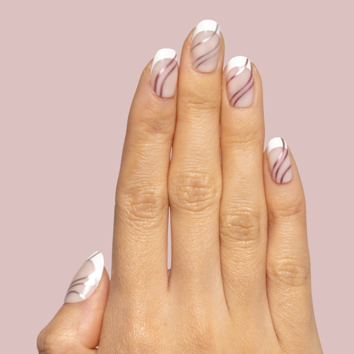 Metallic Linear French - Press-On | Short | Round - Part of Set、mySite、solidvoid