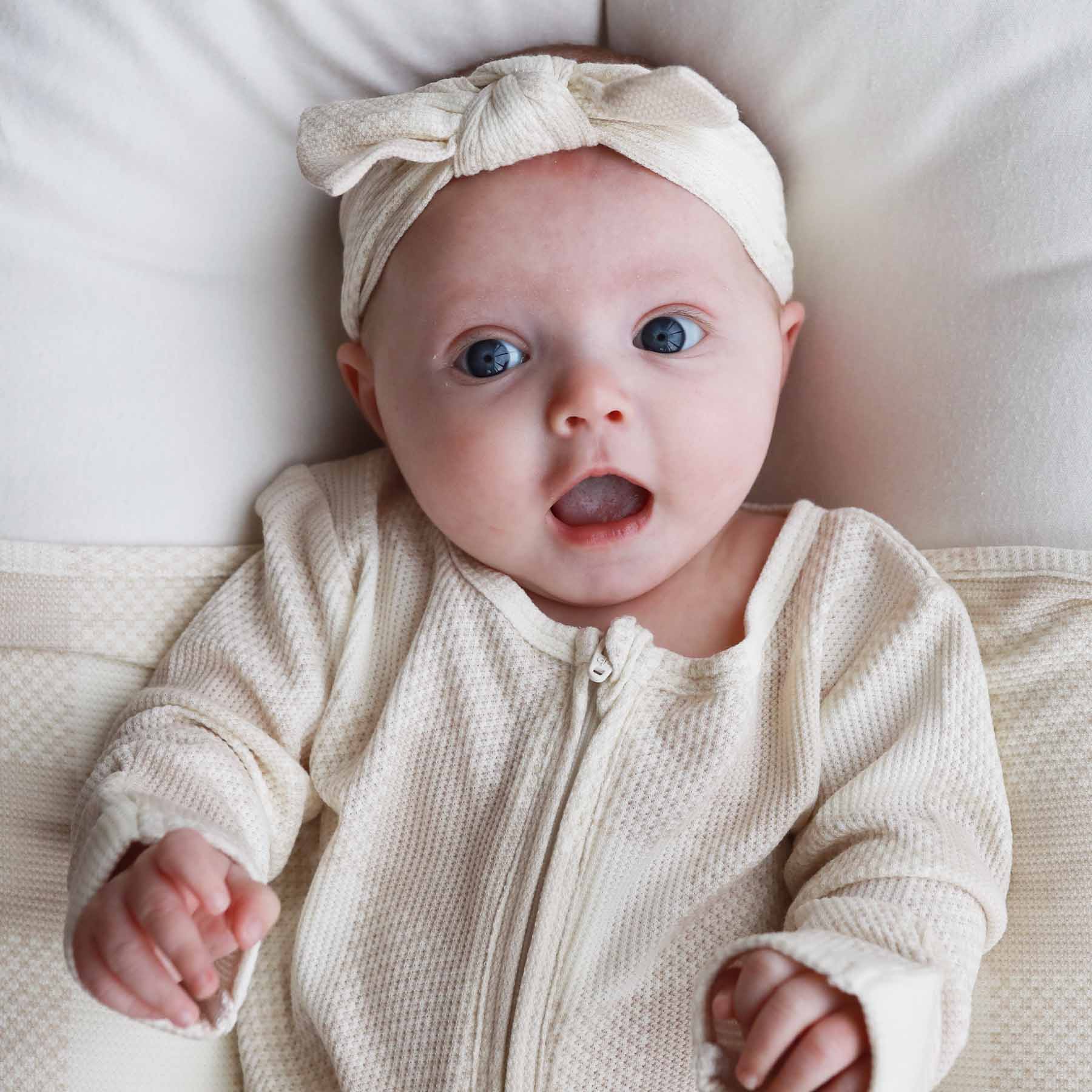  Big Check Bamboo Waffle Knit Large Bow Headwrap | Sand、mySite、layawaytickets