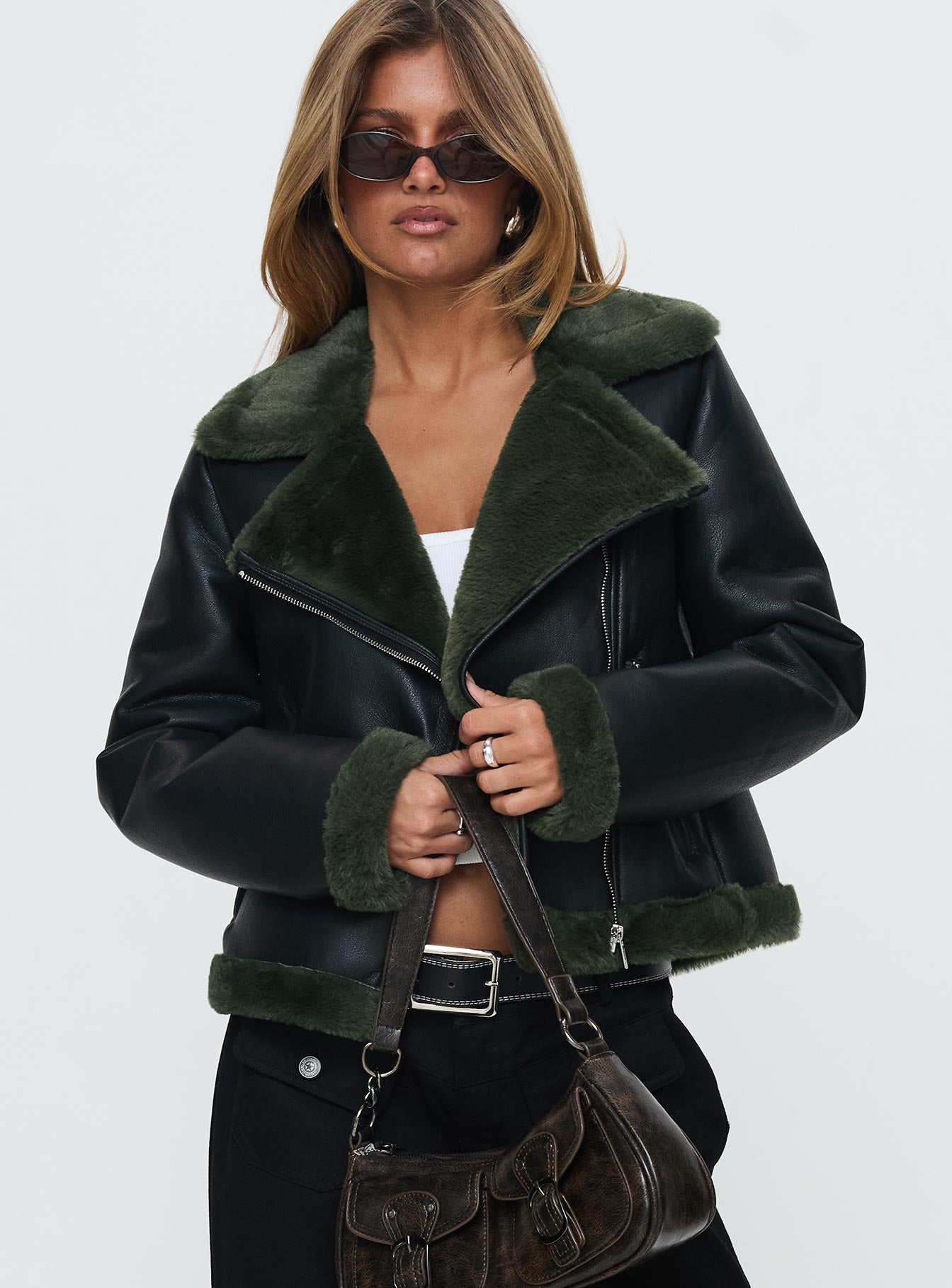 Phaidra Faux Leather Jacket Black、mySite、solidvoid