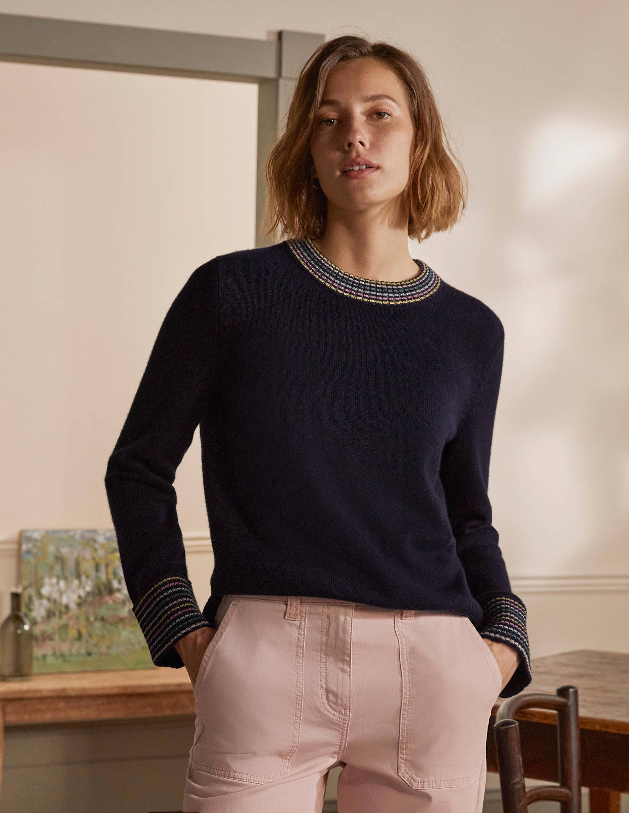  Cashmere Cuff Detail Sweater-Navy、mySite、ashleygrahame