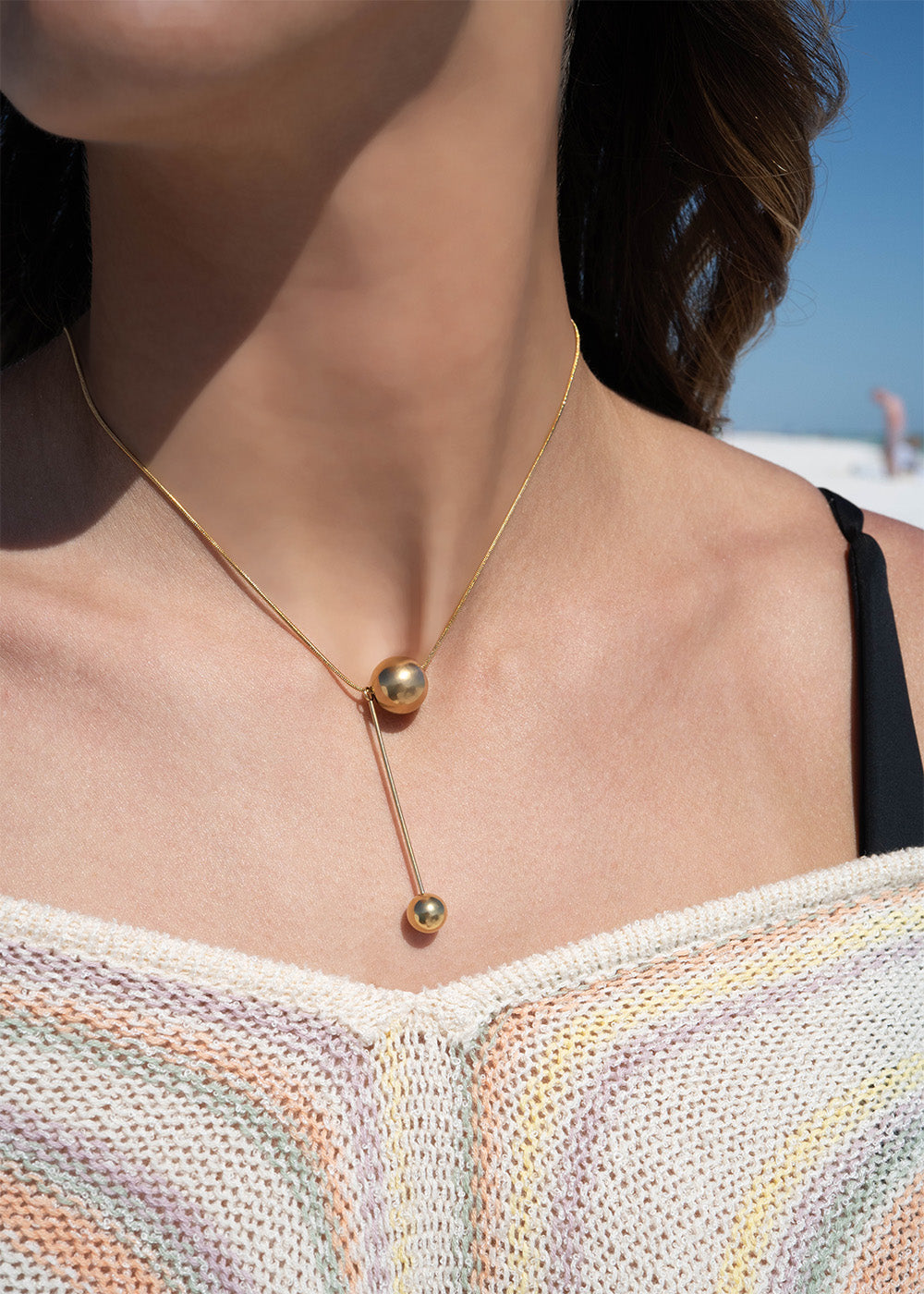 18K Gold PVD Stainless Steel Snake Chain Ball Pendant Necklace / CHN0024、mySite、dreamappss