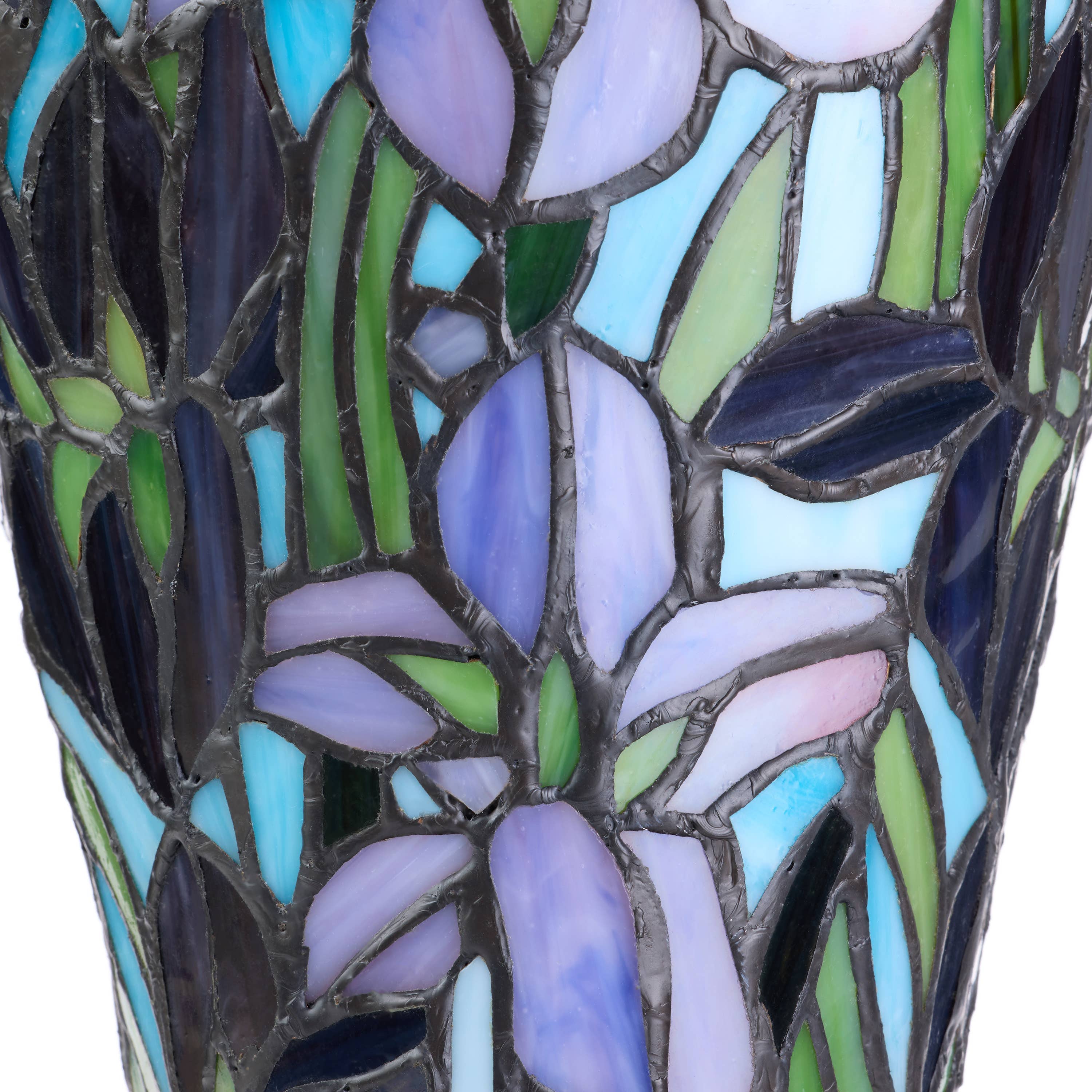 River of Goods - 13.5H Tiffany-Style Floral Vase Stained Glass Table Lamp、mySite、g9winljtr