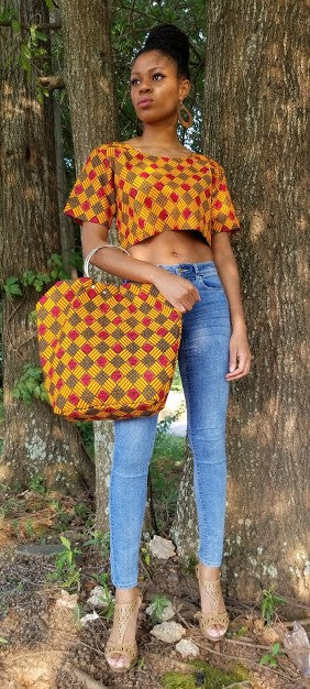 Orange and Red African Crop Top、mySite、solidvoid