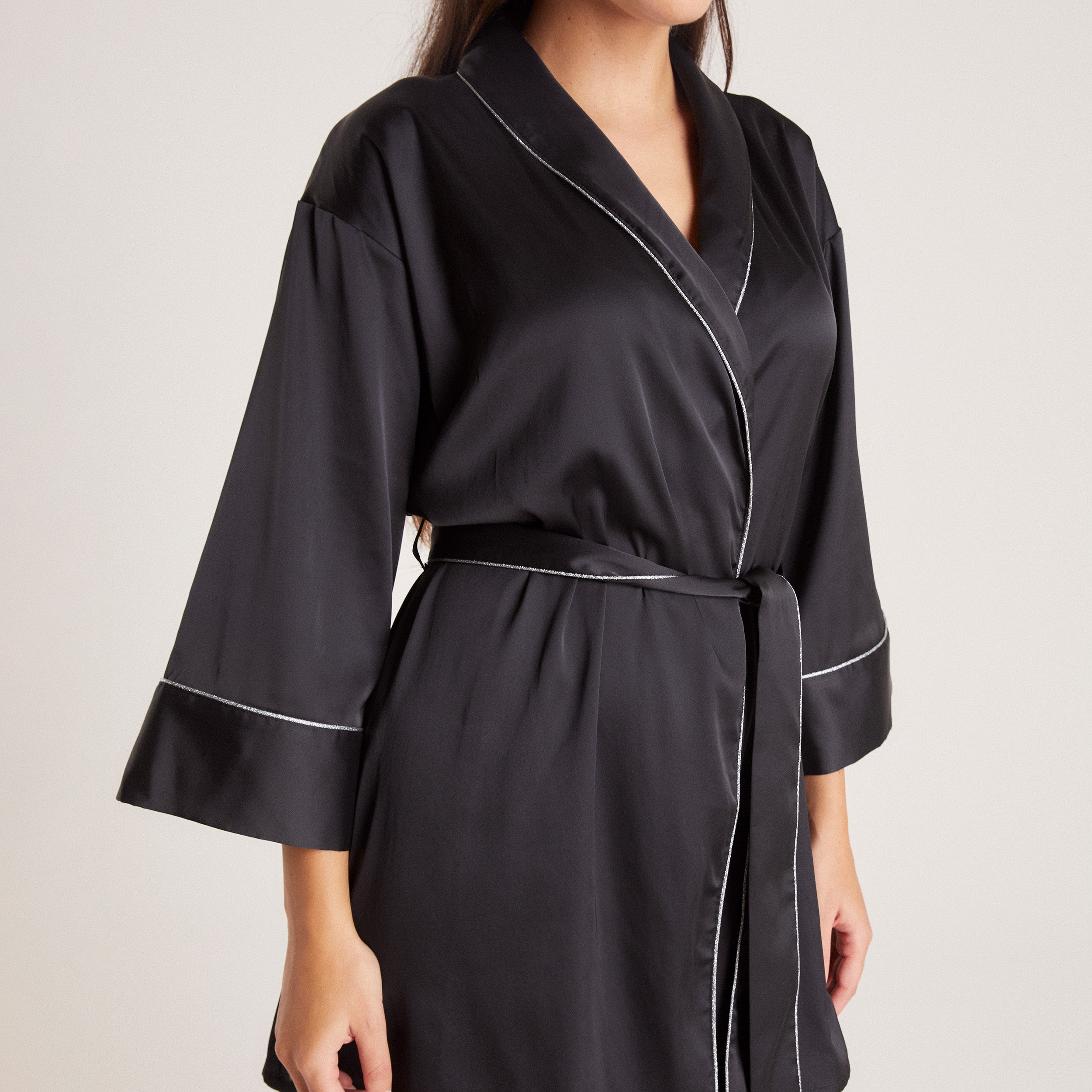 Sparkle Satin Robe - Black、mySite、bengalsvssteelers