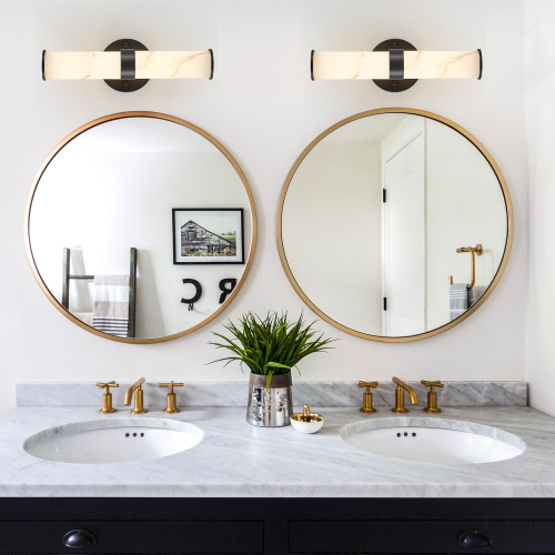 Resin Imitation Marble and Chrome Wall Sconce, Set of 2,Modern Vertical Light Fixture for Bathrooms, Hallways, and Bedrooms (Only Indoor)、、eastwooduniform