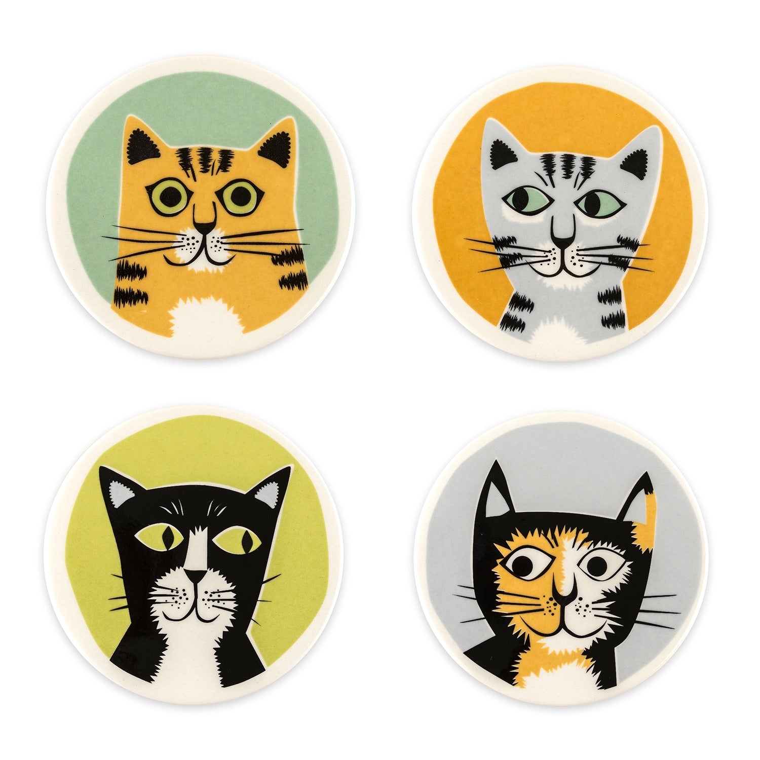 Handmade Ceramic Cat Coasters Box Set of 4、mySite、g9winljtr