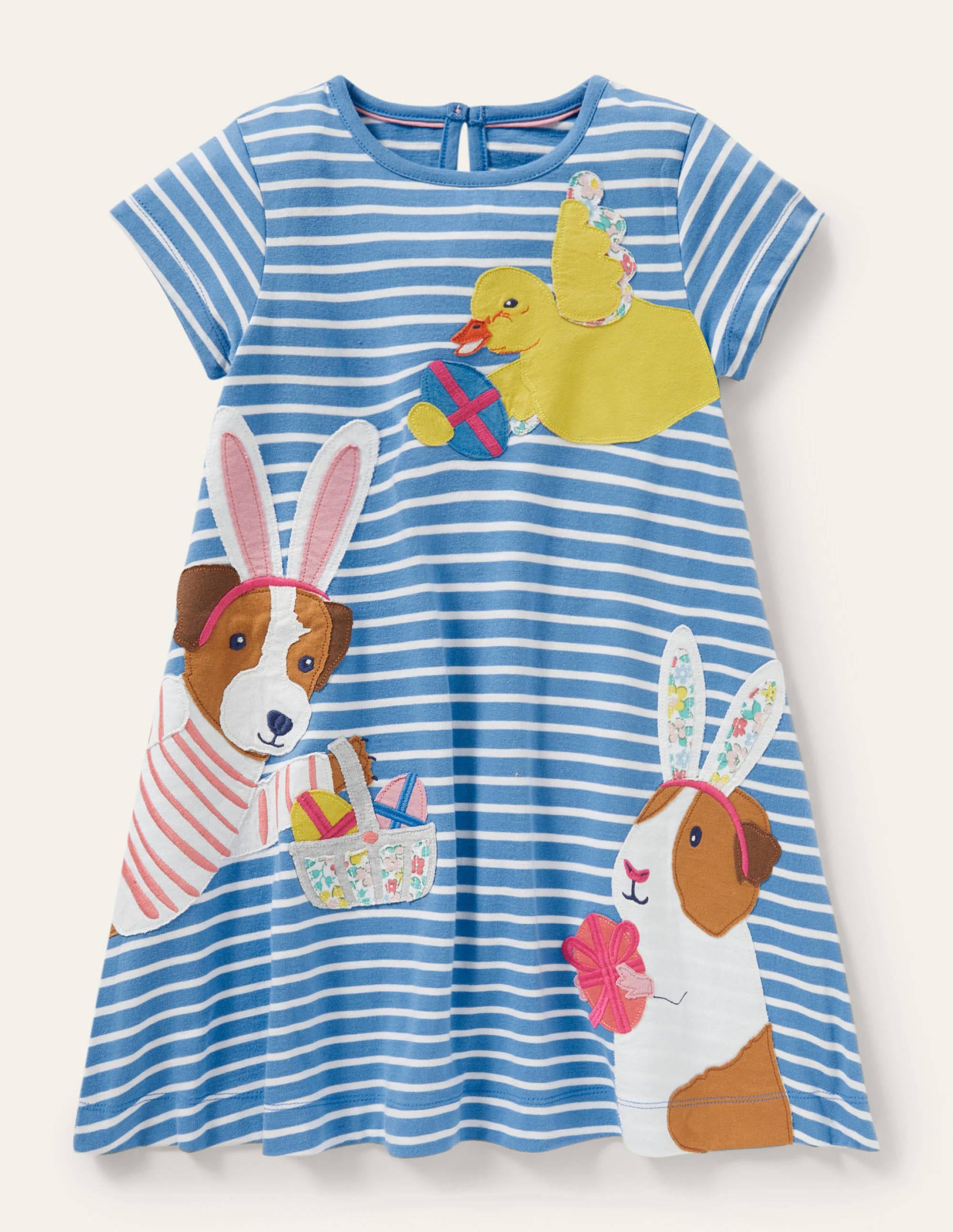  Fun Big Appliqu茅 Dress-Bluebell/Ivory Guinea Pigs、mySite、ashleygrahame