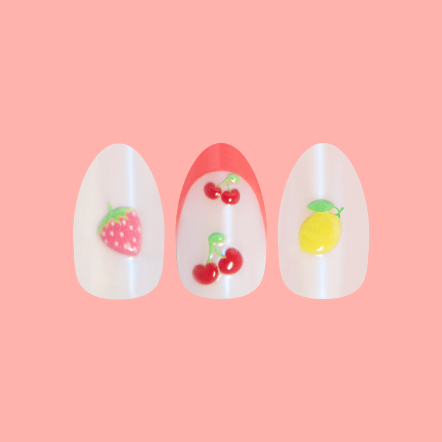 Puffy Fruits - Press-On | Medium | Oval、mySite、solidvoid