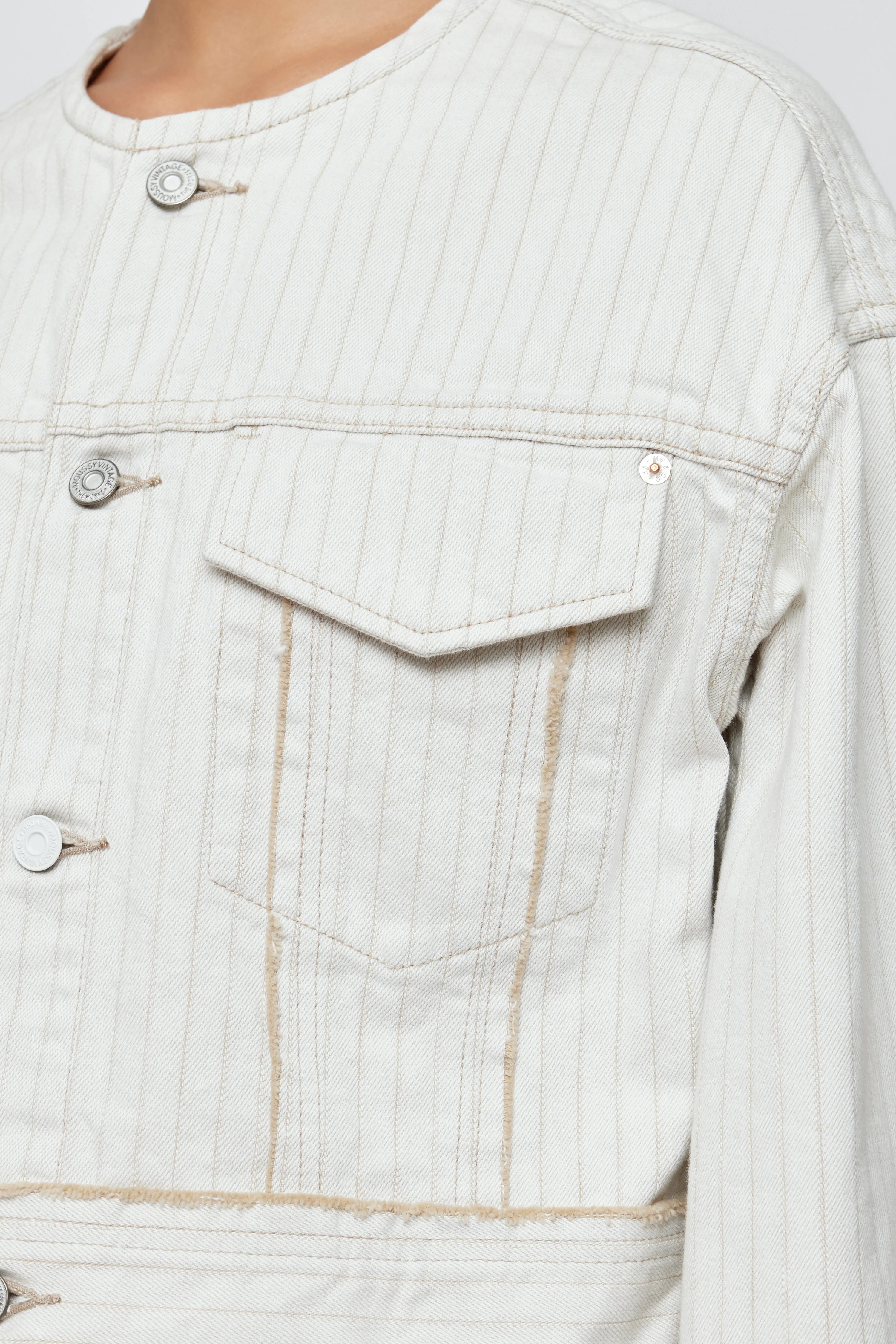 Moussy Vintage Fords No Collar Cropped Jacket、mySite、noshort