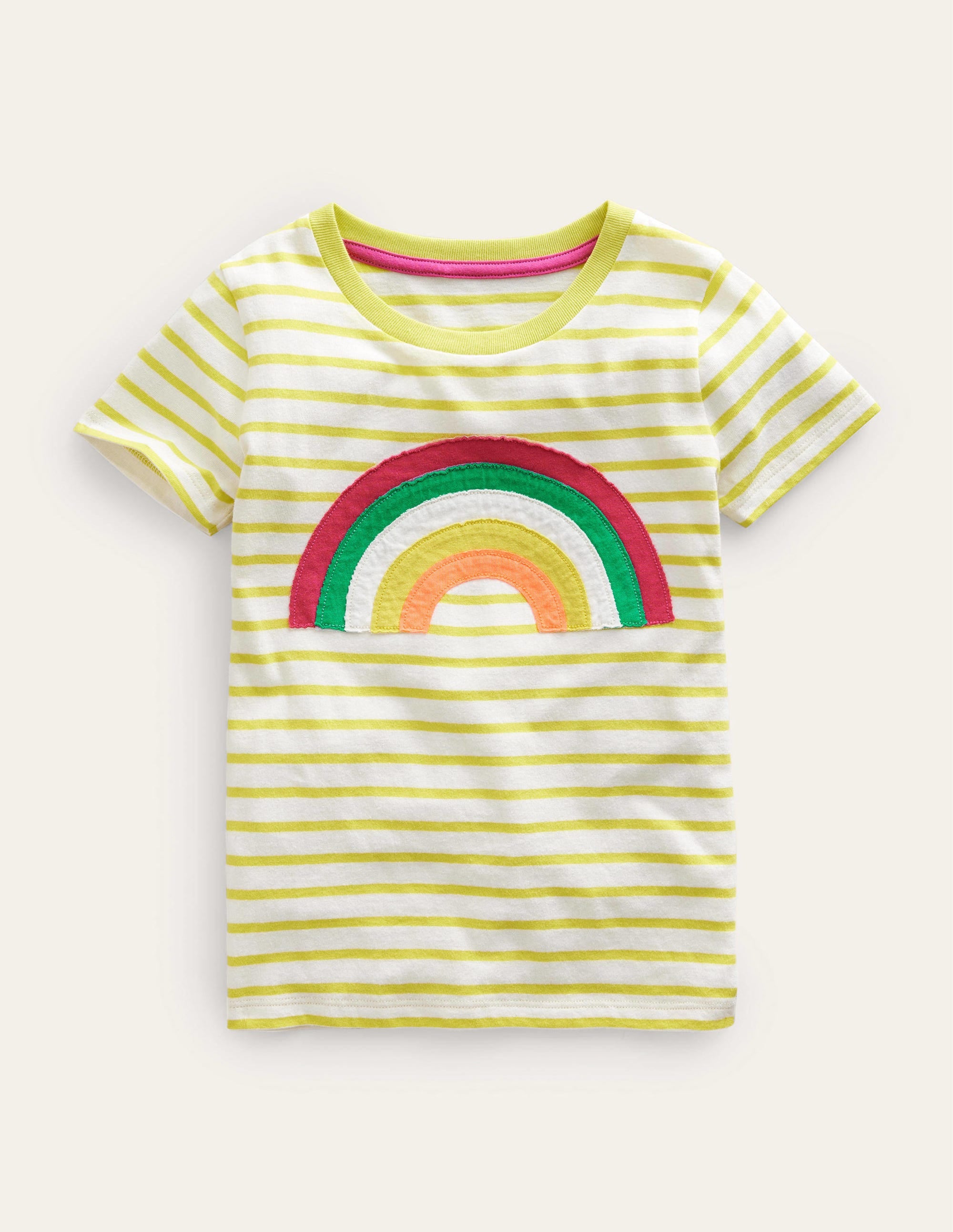  Appliqué Rainbow T-shirt-Gooseberry Yellow/Ivory、mySite、ashleygrahame