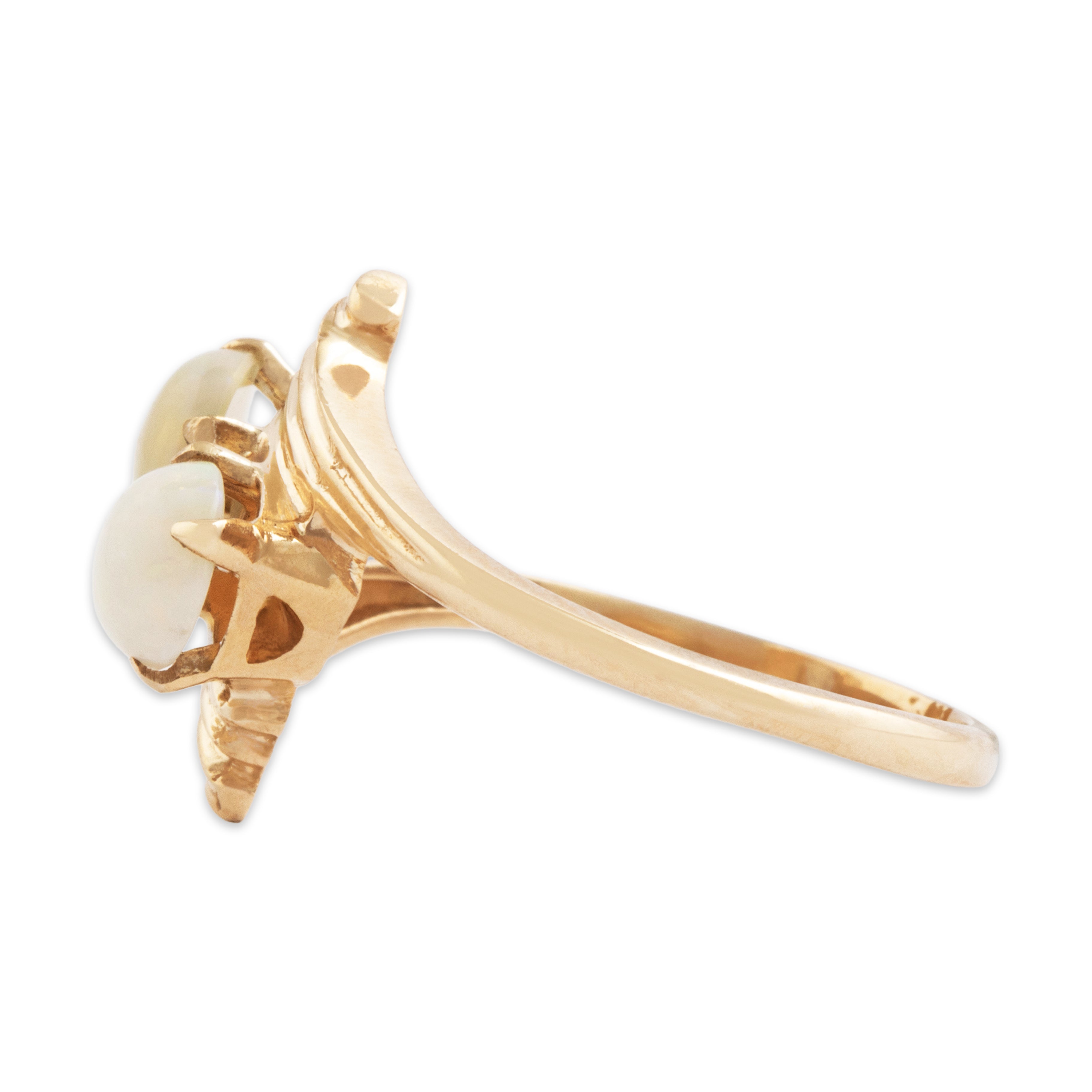 Vintage 10k Yellow Gold Opal Bypass Flourish Ring 7.25、mySite、hinf8tx79