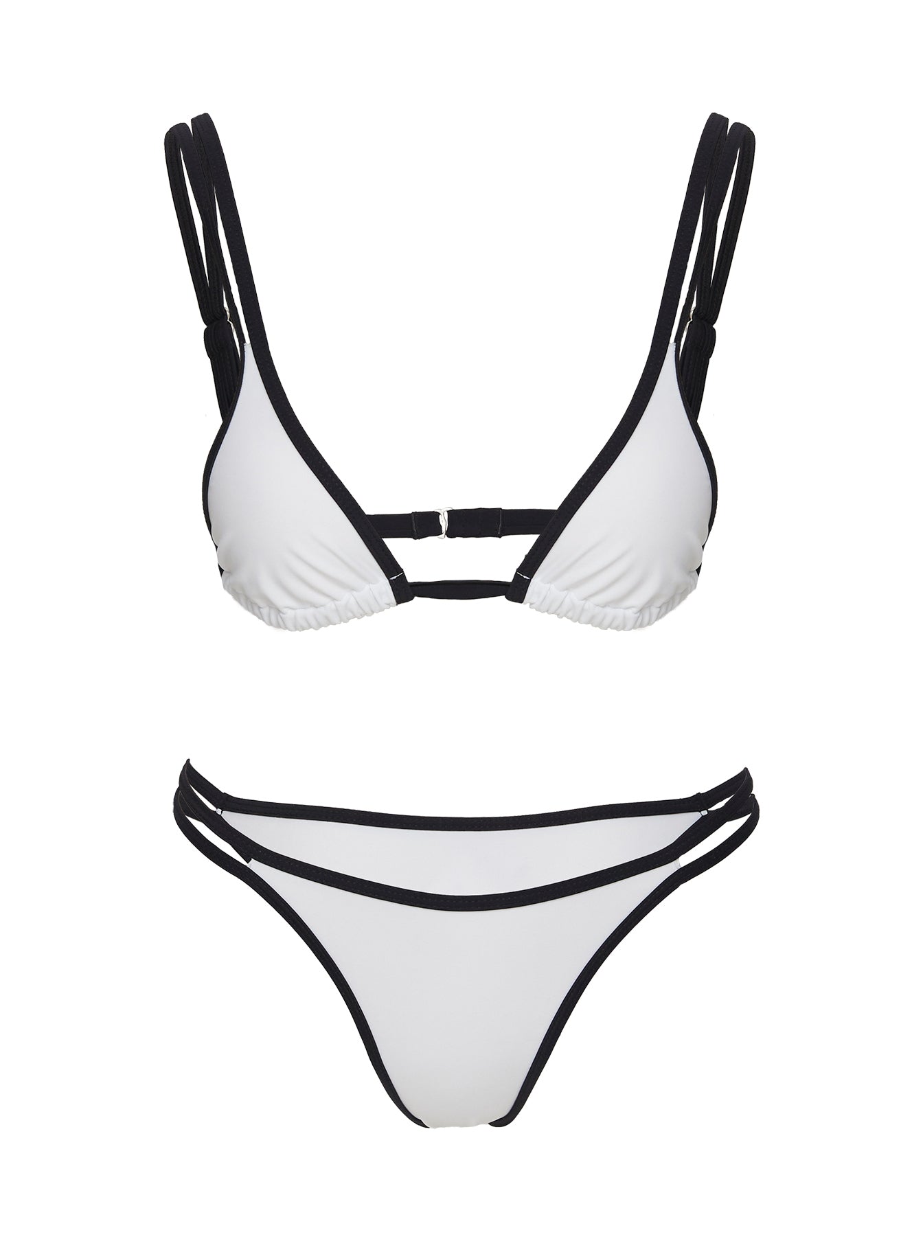 Hailey High Cut Cheeky Bikini Bottoms White / Black、mySite、solidvoid