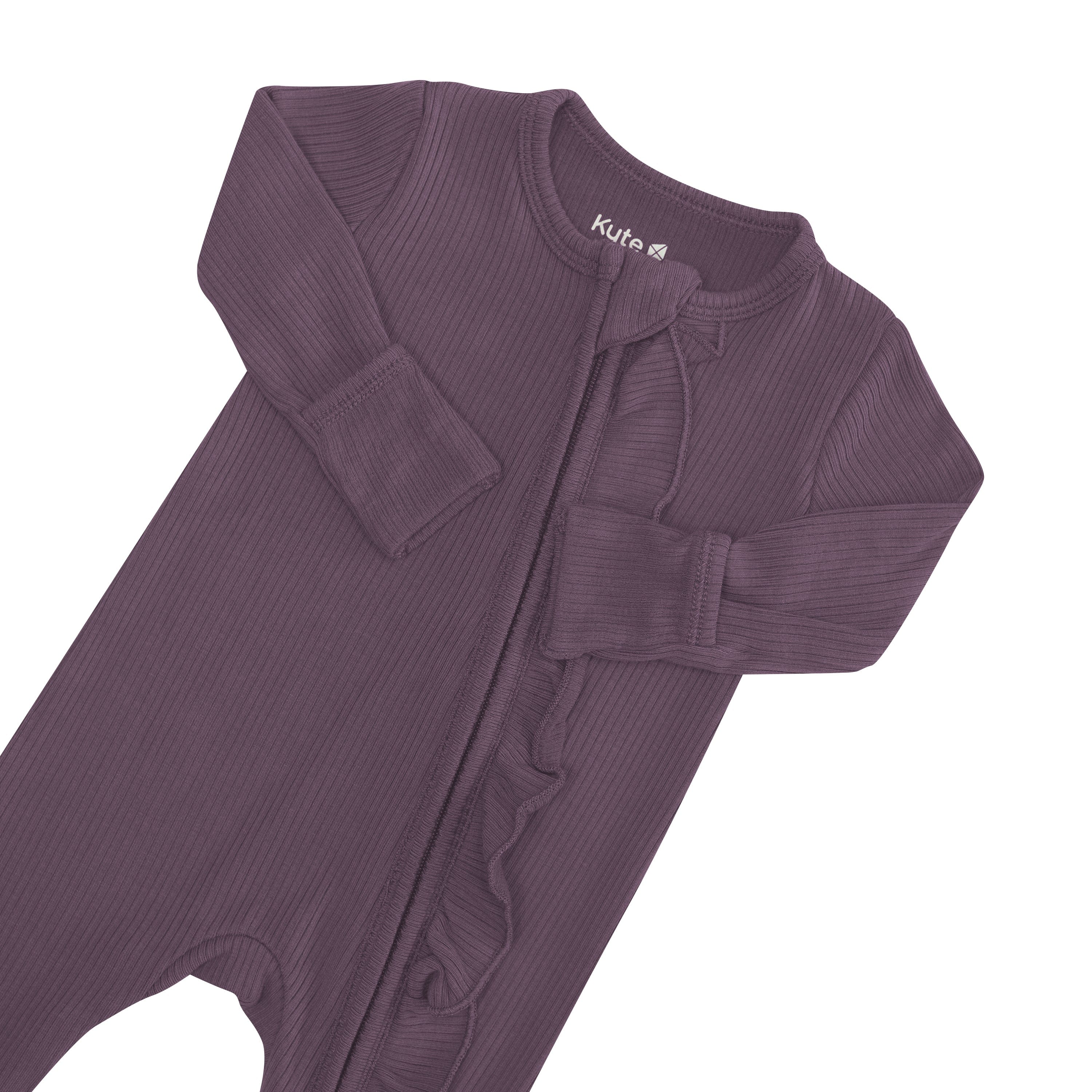  Ribbed Ruffle Zipper Romper in Currant、mySite、layawaytickets