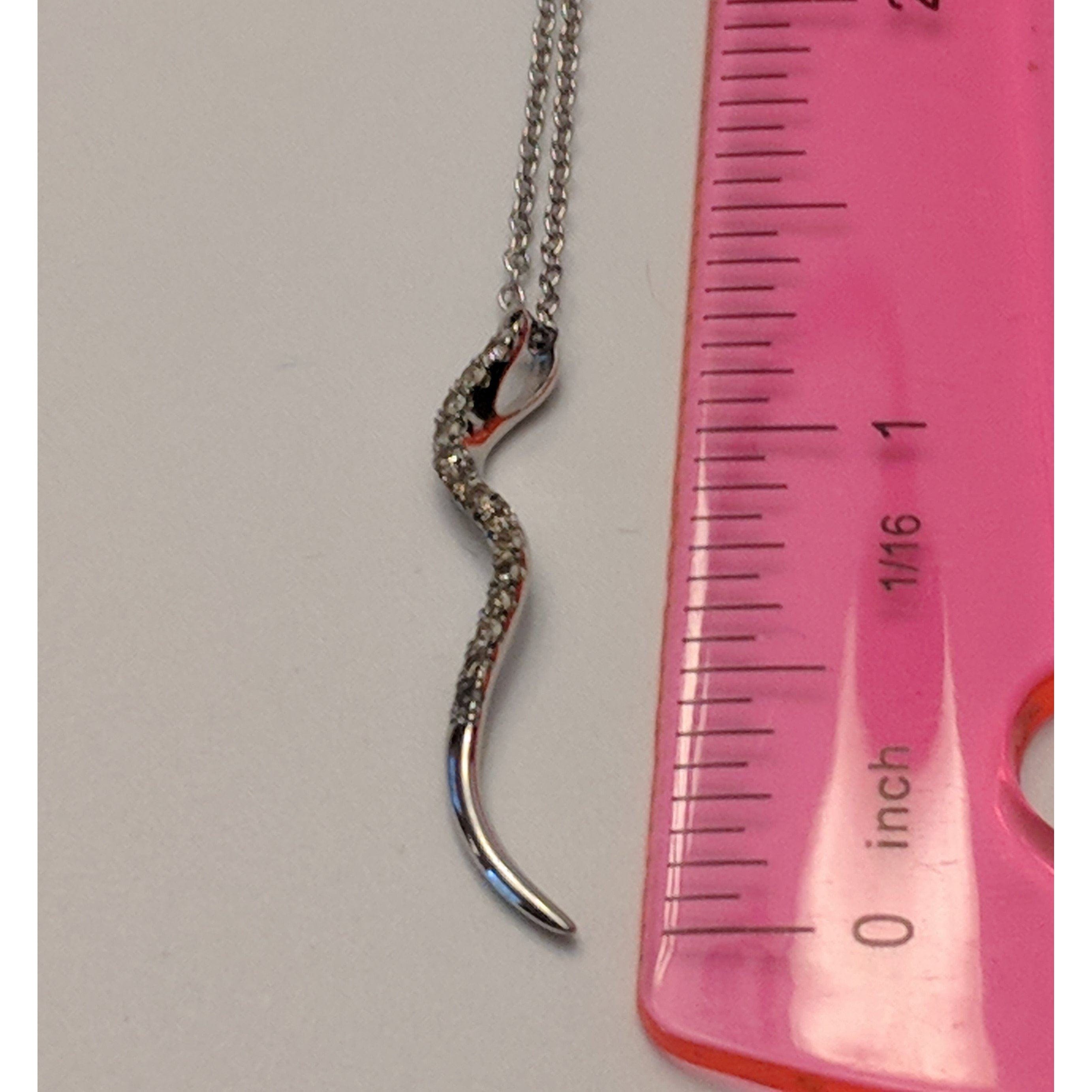 Genuine Diamond SNAKE Pendant in Affordable Sterling Silver--Sparkly and Beautiful!、mySite、g9winljtr