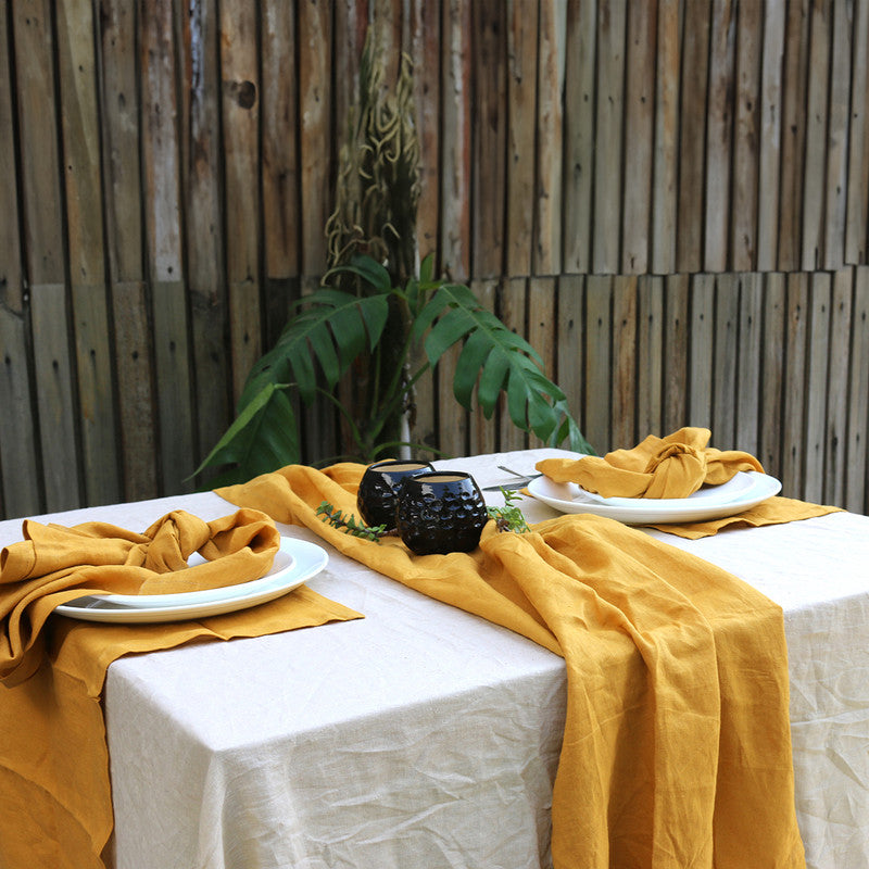 Pure Linen Table Runners | Golden Yellow、mySite、camillekostekn