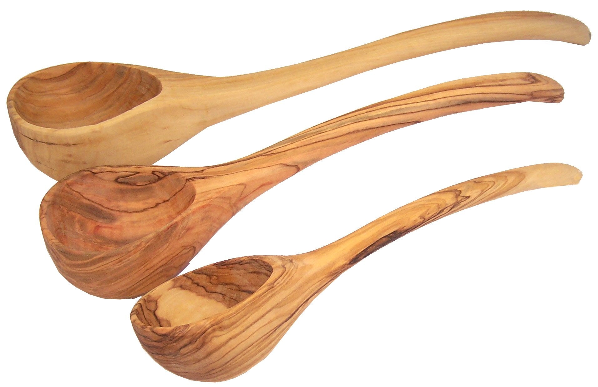 Handcrafted Olive Wood Soup Ladle Set - S,M and L (10, 12 and 14 inches ladles) - Asfour Outlet Trademark、mySite、topwebapps