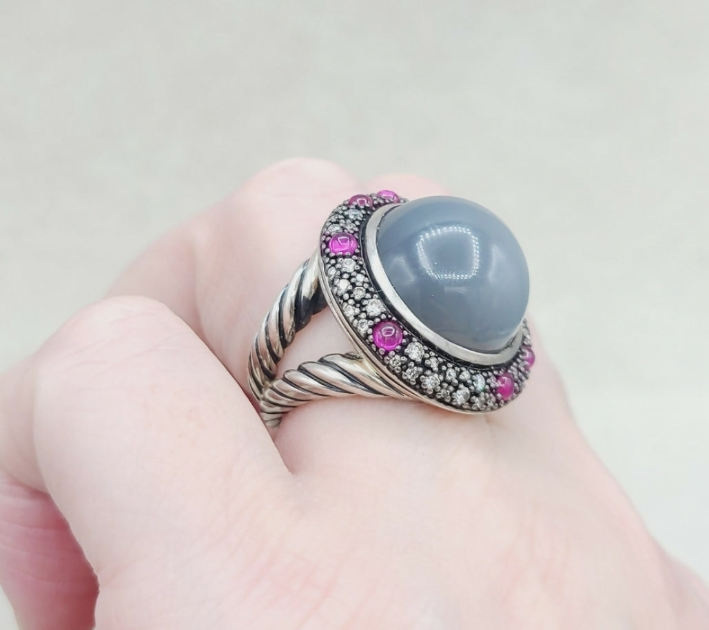 David Yurman Cerise Midnight Melange Ring 鈥?Moonstone & Ruby、mySite、hinf8tx79