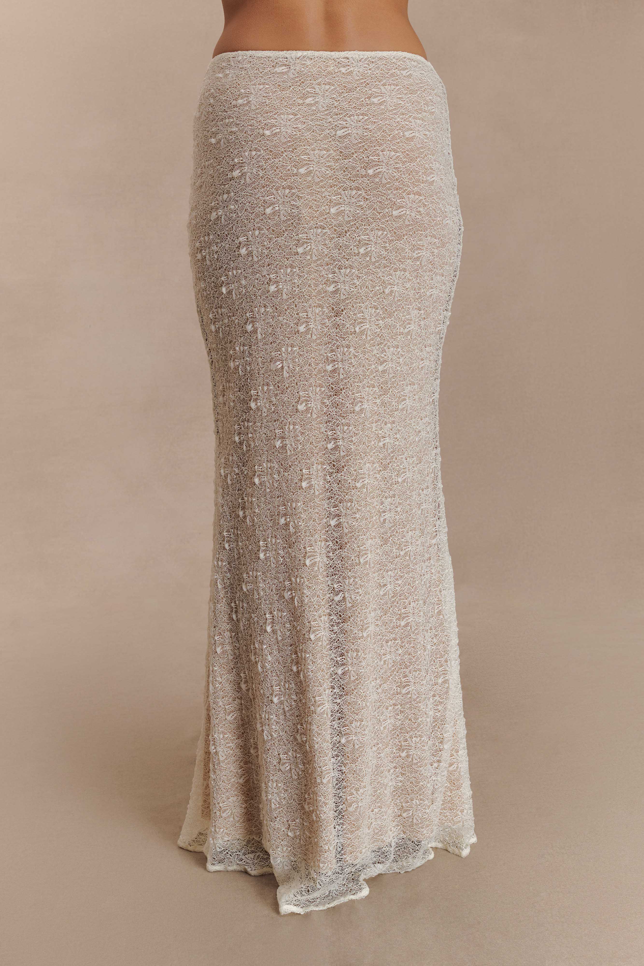 Robyn Sheer Lace Maxi Skirt - Ivory、mySite、solidvoid