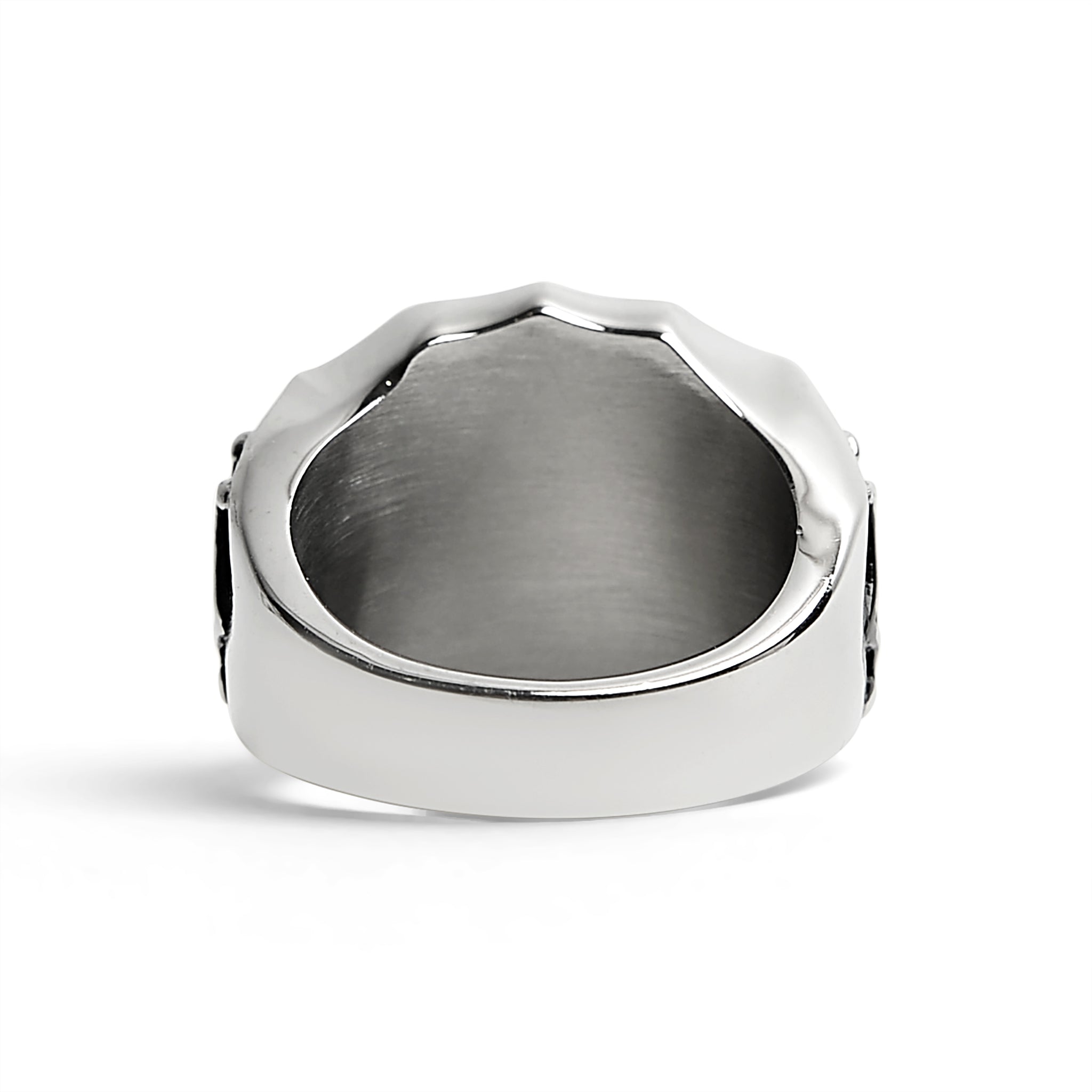 Stainless Steel 18K Gold PVD Coated Fleur De Lis Shield Signet Ring / SCR4034、mySite、dreamappss