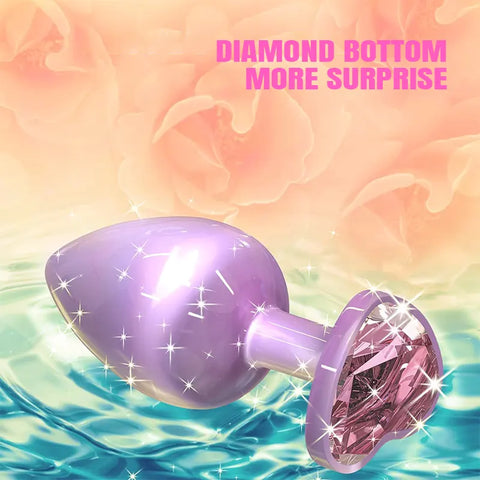 Violet Crystal Metal Butt Plug Set