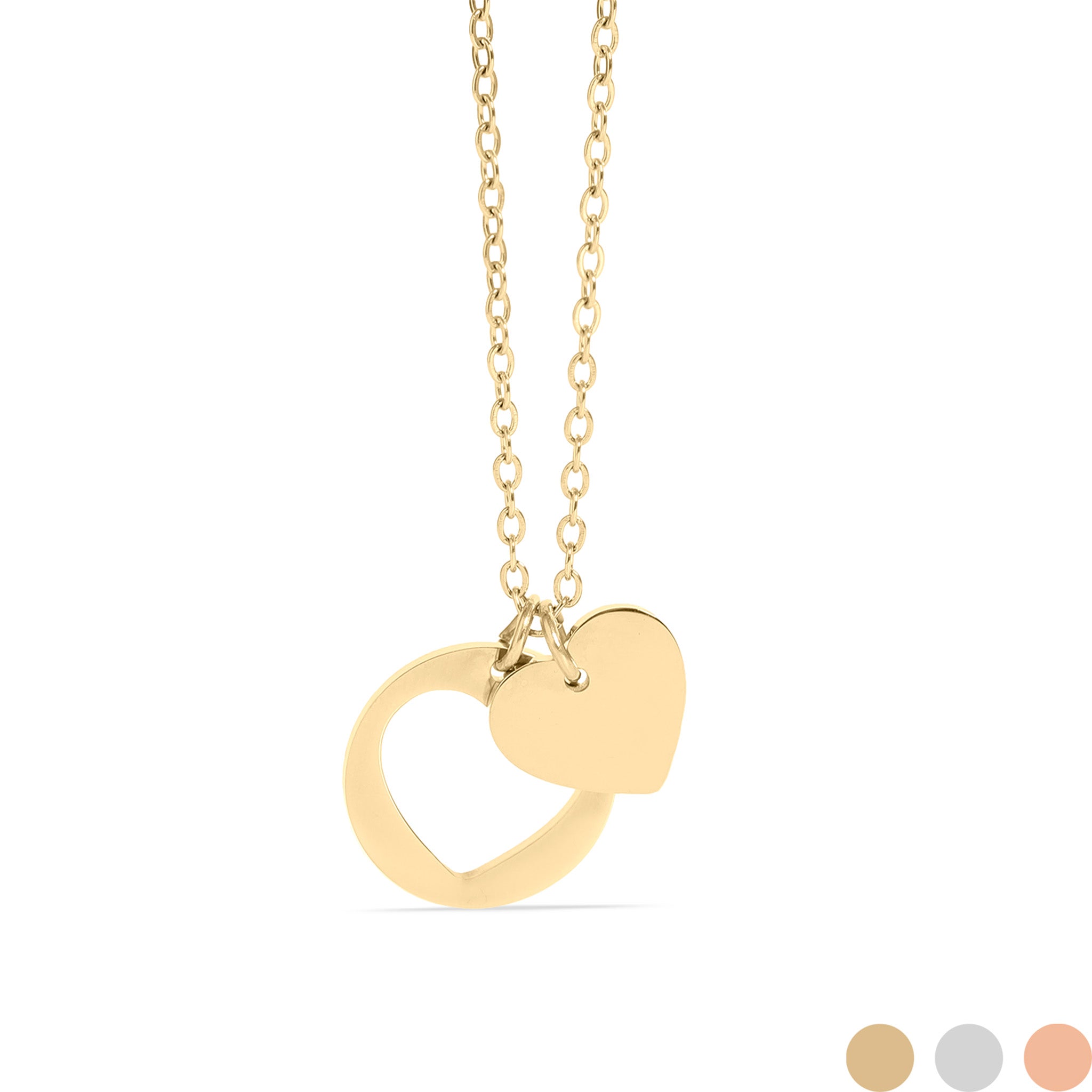 18K Gold PVD Stainless Steel Heart Cutout Necklace with 2 Extension / SBB0310、mySite、dreamappss