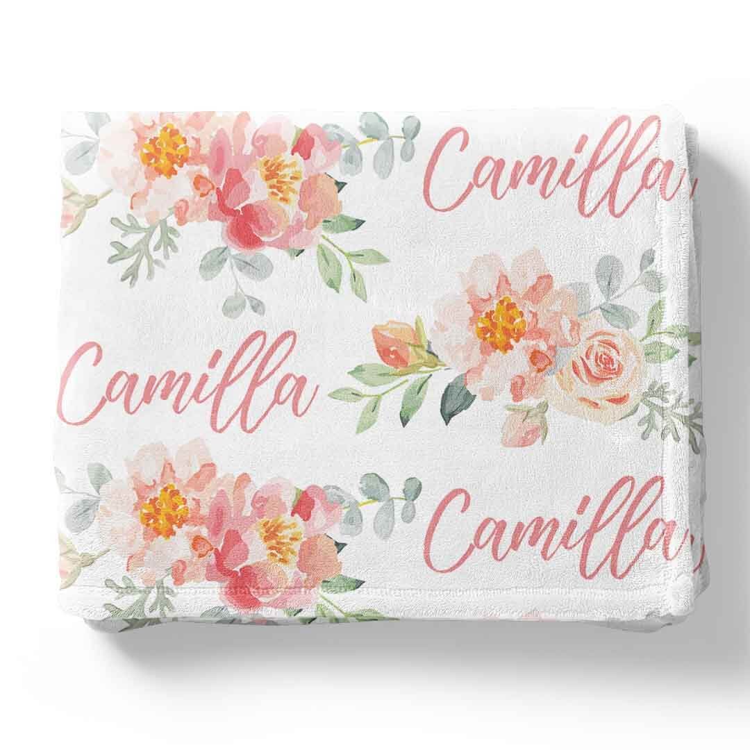  Ella's Vintage Dusty Rose Personalized Toddler Blanket、mySite、layawaytickets