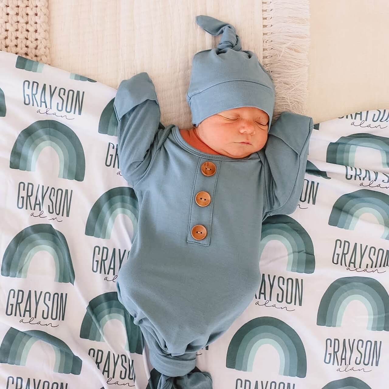  Ombre Rainbow Personalized Swaddle Blanket | Soft Aquas、mySite、layawaytickets