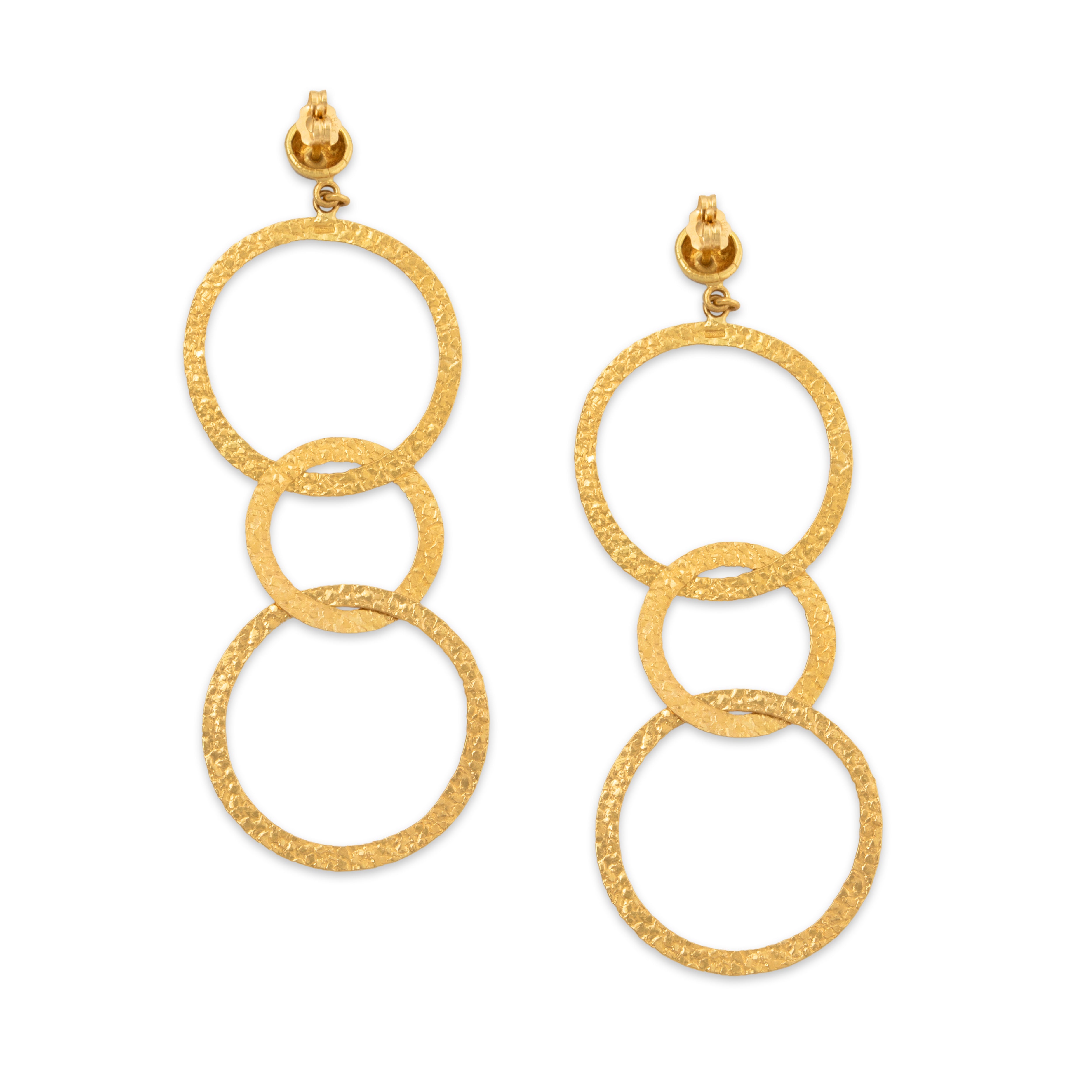 Vintage Roberto Coin Italian 18k Yellow Gold Oversized Hammered Dangle Earrings、mySite、hinf8tx79