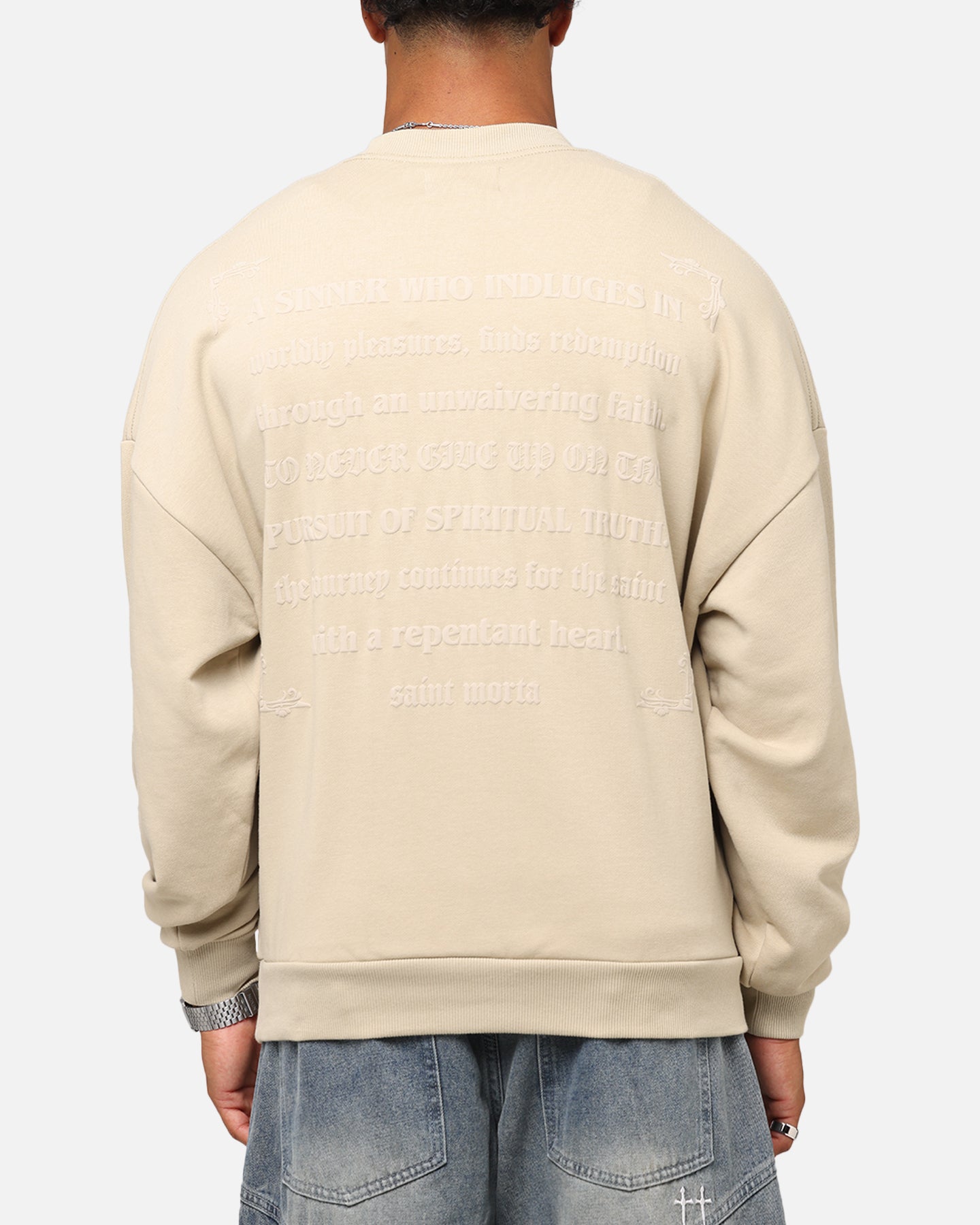 Saint Morta Repentant Heart Crewneck Stone、mySite、zt4zffjzw