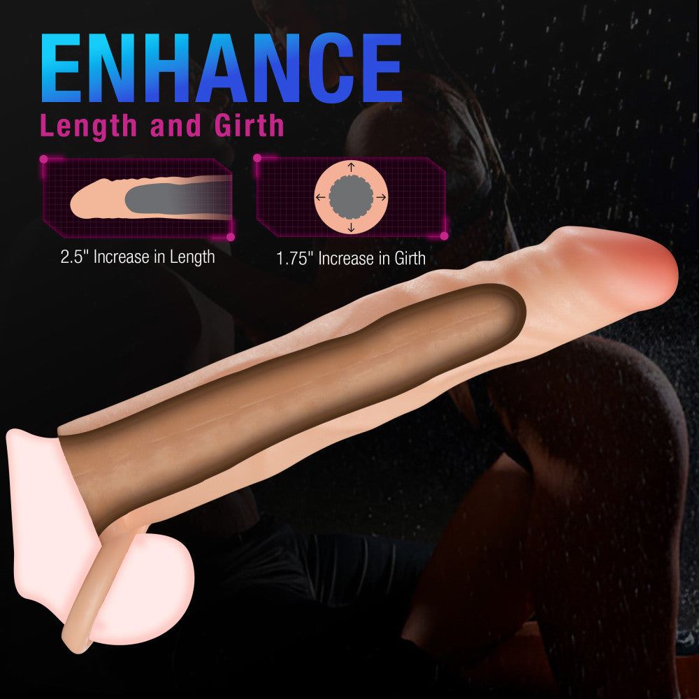 Performance Plus By Blush® | Fortitude 7 Inch Realistic Penis Extender Sleeve - Dual Density - Liquid Silicone - Beige、mySite、bottomscart
