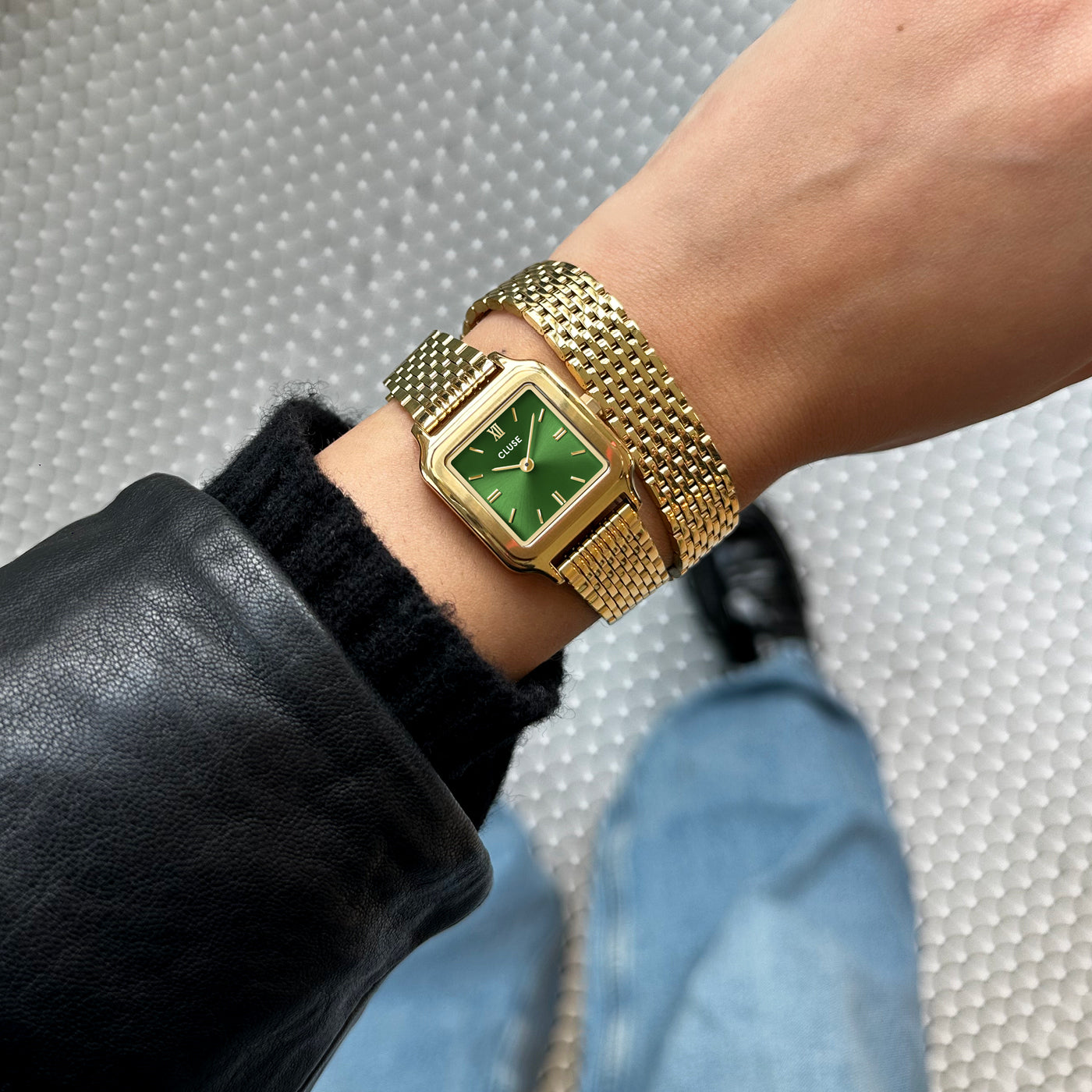 Gracieuse Petite Watch Double Steel, Forest Green, Gold Colour、mySite、botmansion