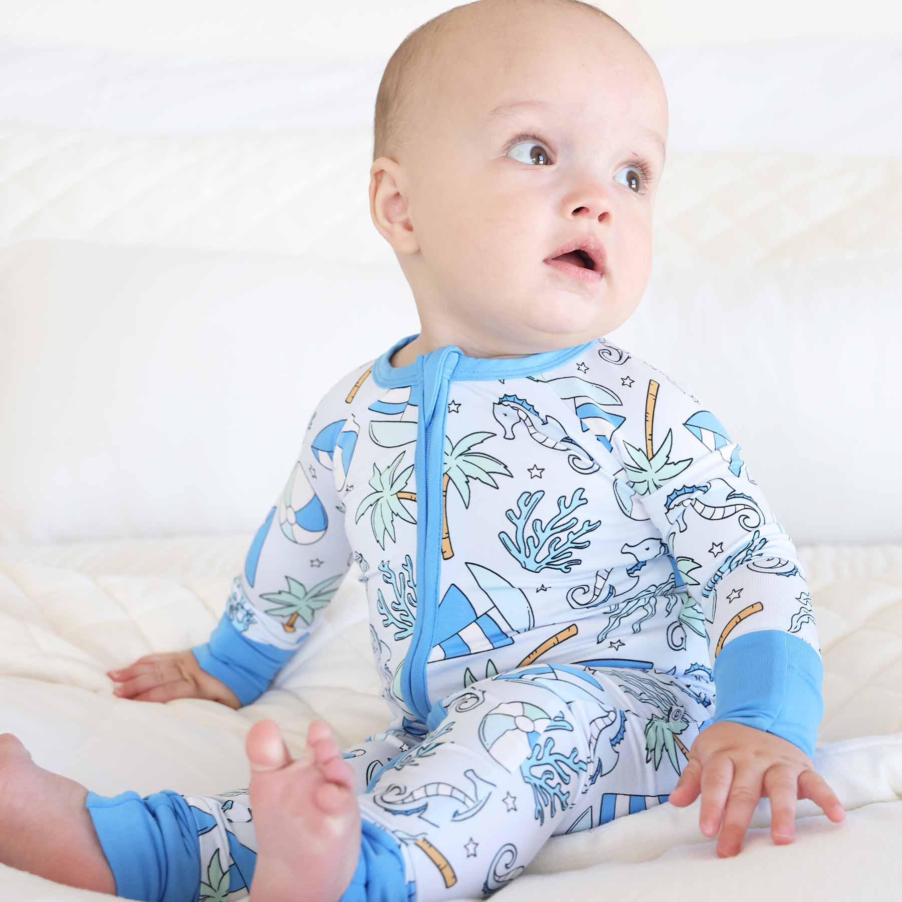  Tiny Tides Convertible Zip Romper | Blue、mySite、layawaytickets