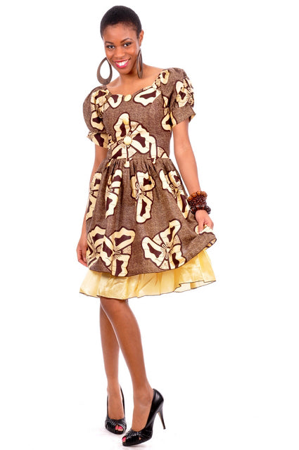 Brown African Print Dress、mySite、solidvoid